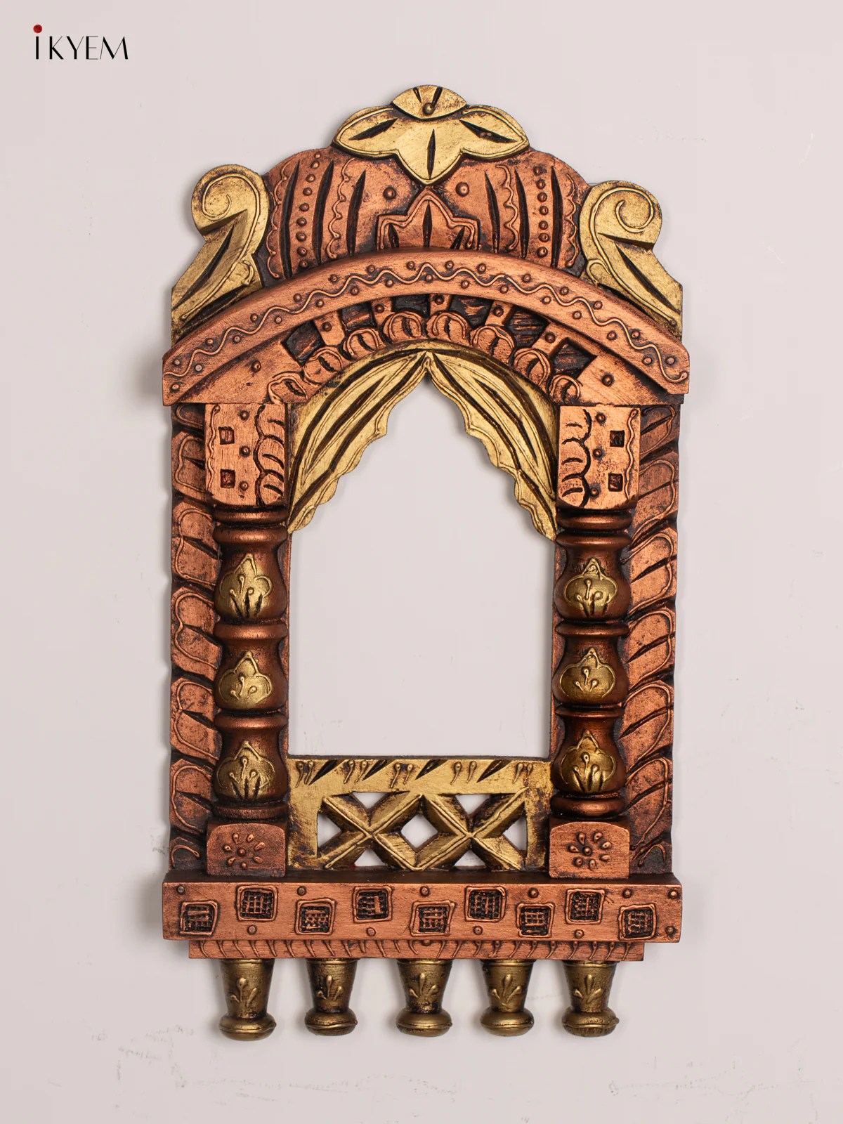 Wooden Hand Painted Jharokha - Copper