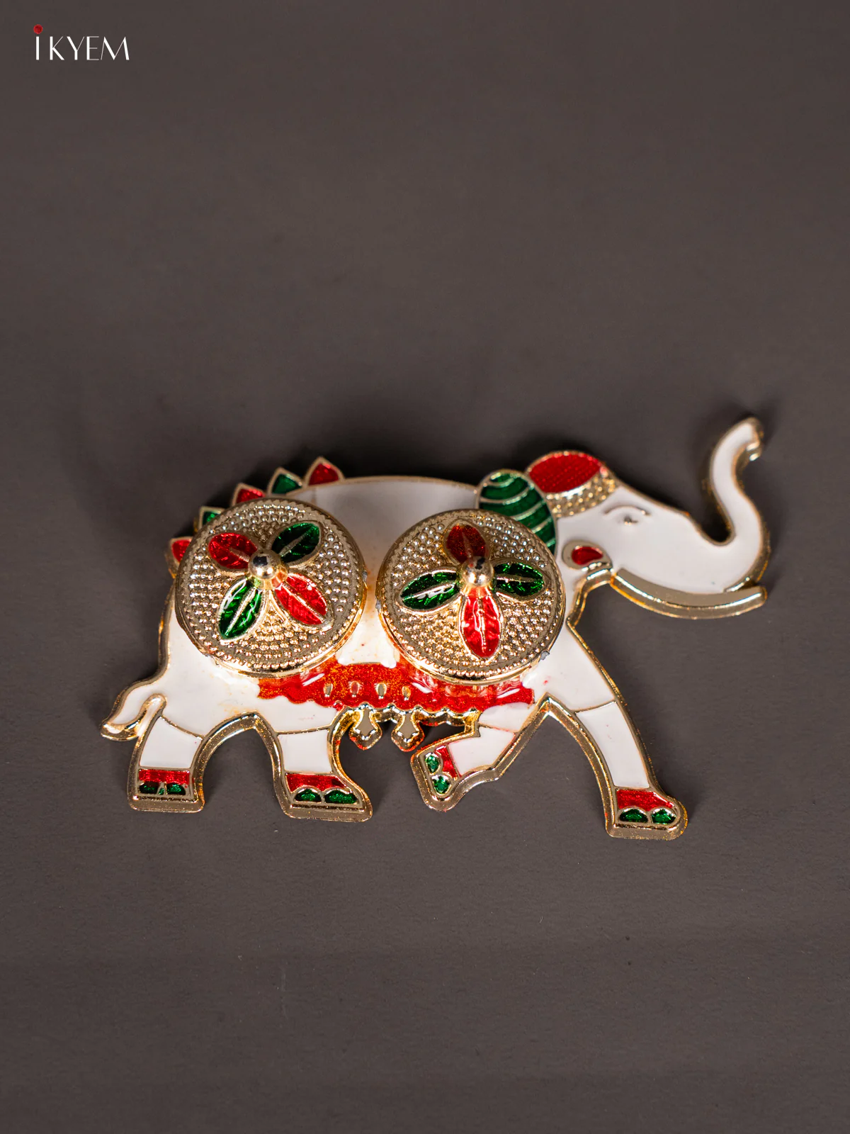 Elephant Shaped Plate With Haldi & Kumkum Holder - KJ30215