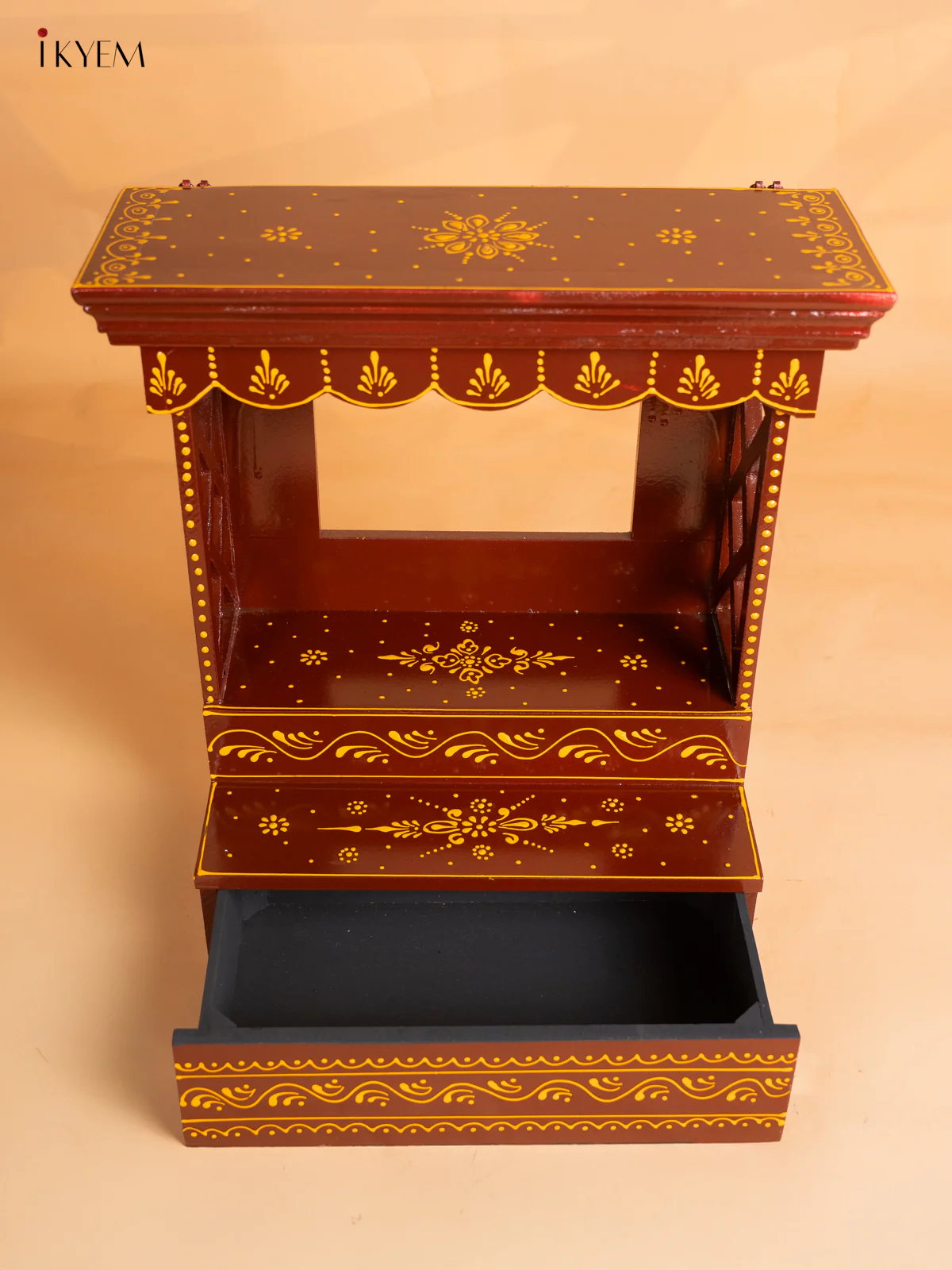 Hand-Painted Wooden Temple - 18.5 Inches - Marron - KJ31111 - Image 3