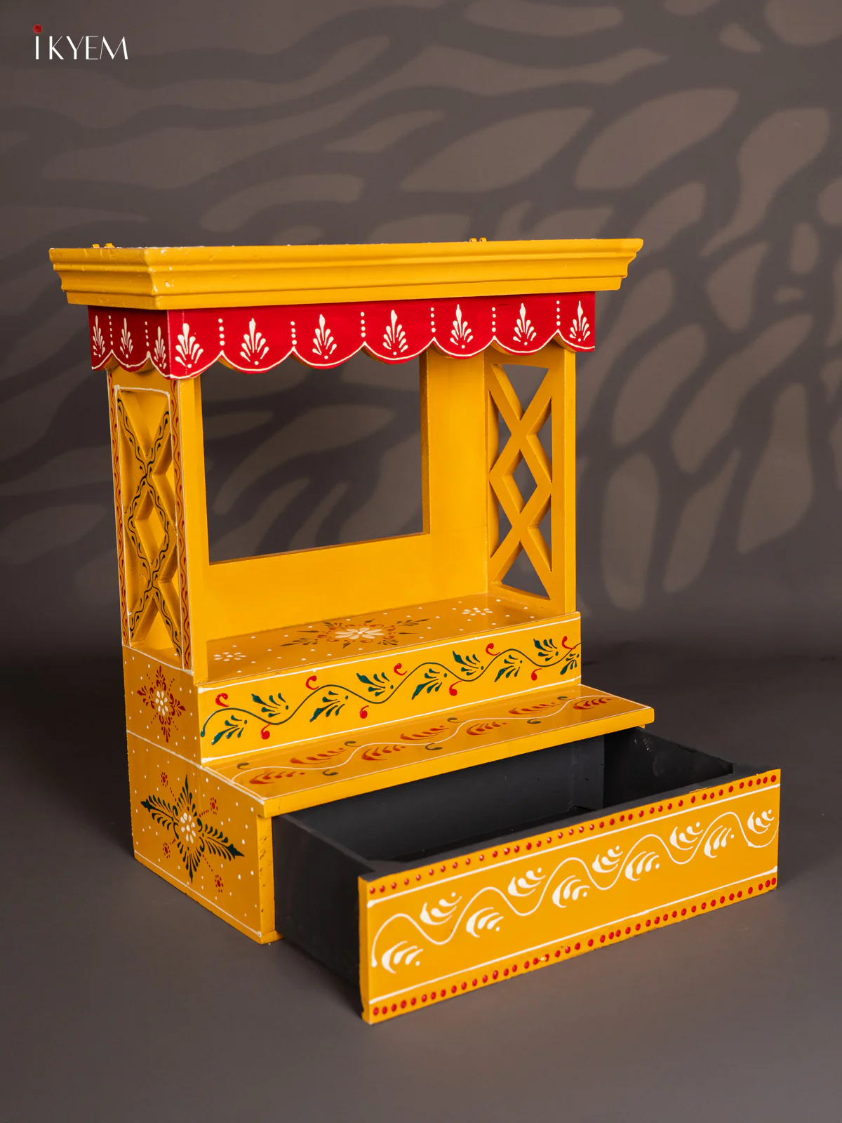 Hand-Painted Wooden Temple - 18.5 Inches - Yellow - KJ31112 - Image 3