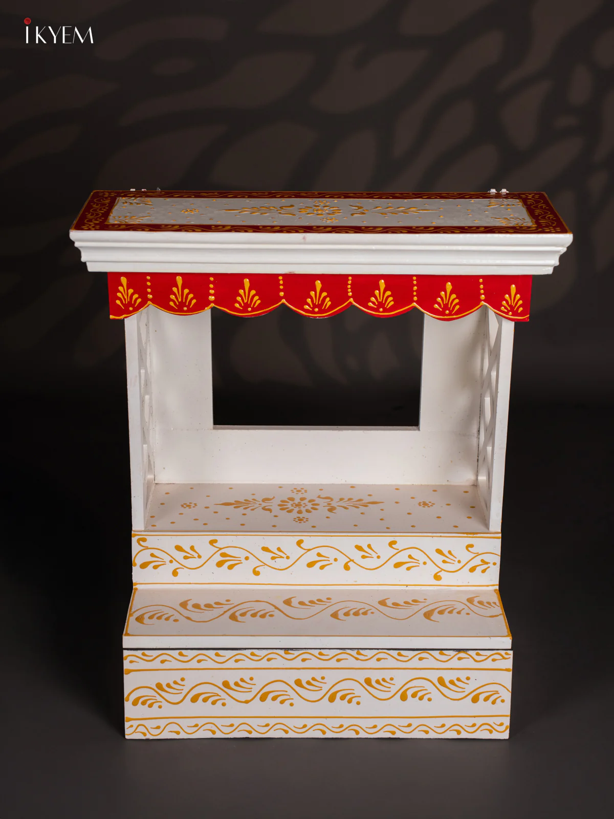 Hand-Painted Wooden Temple - 18.5 Inches - White - KJ31114 - Image 2