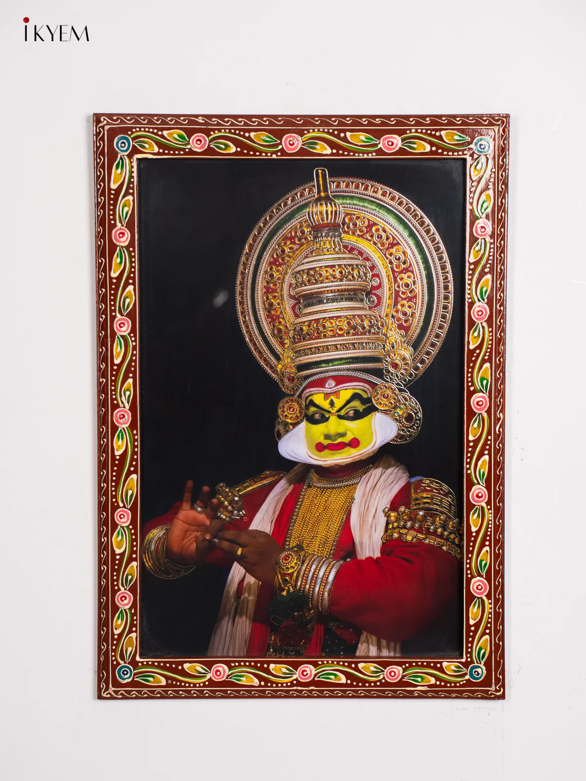 Hand-Painted Wooden Kathakali Dancer Wall Hanging Frame – (20 × 14) Inch - KJ31123