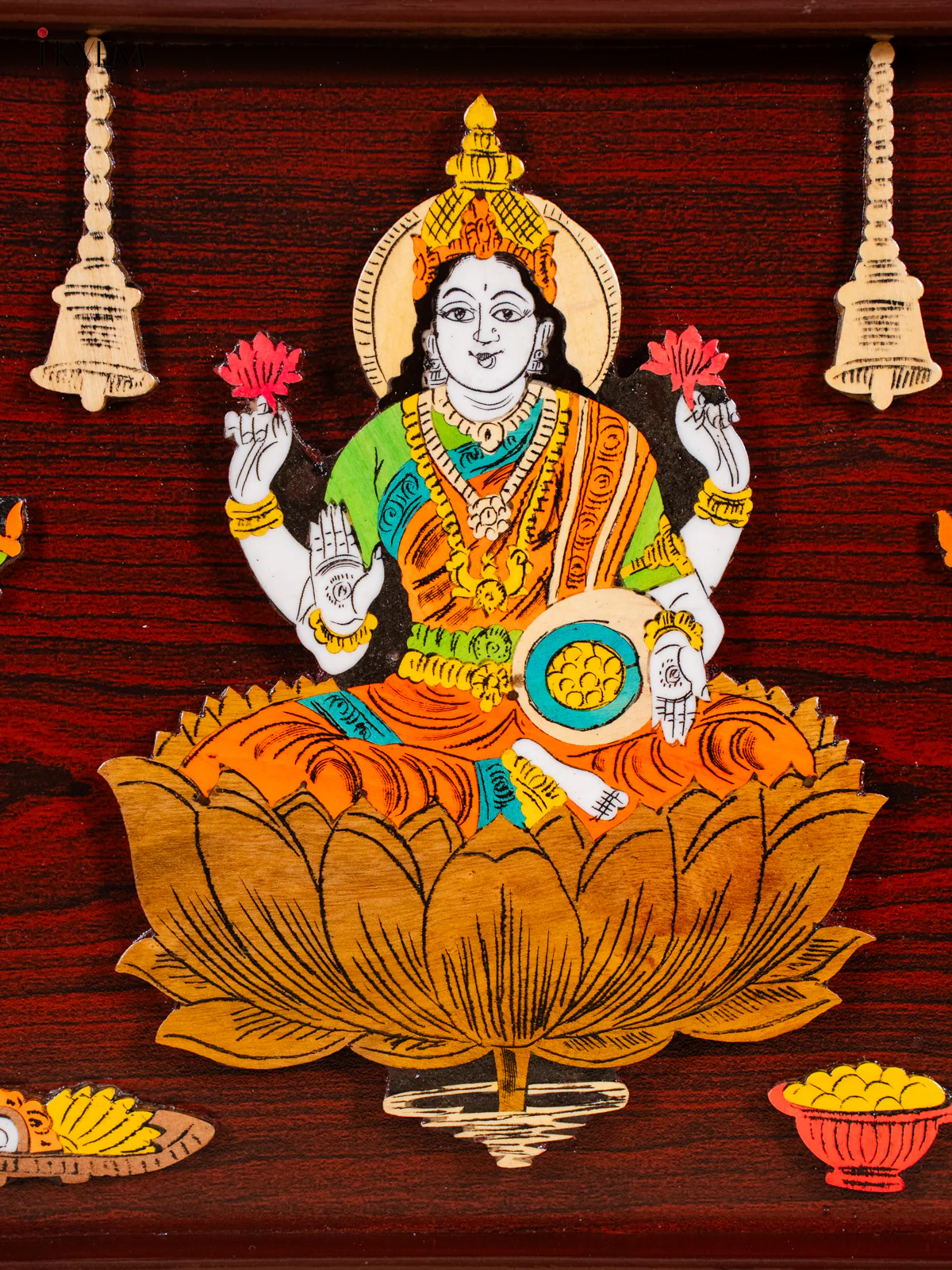 Lakshmi Ganesha Saraswathi Mysore Rosewood Inlay 3D Panel - (13×31) Inch - KJ31132 - Image 4