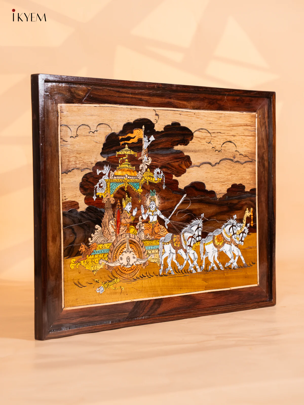 Geethopadesam Mysore Rosewood Inlay 3D Panel - Bhaarath - (18.5×24) Inch - KJ31138 - Image 4