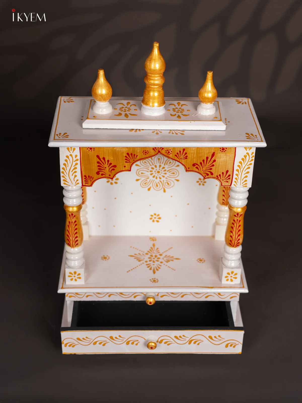 Wooden hand Painted Mini Temple -White - 19 Inches - KJ31141 - Image 6