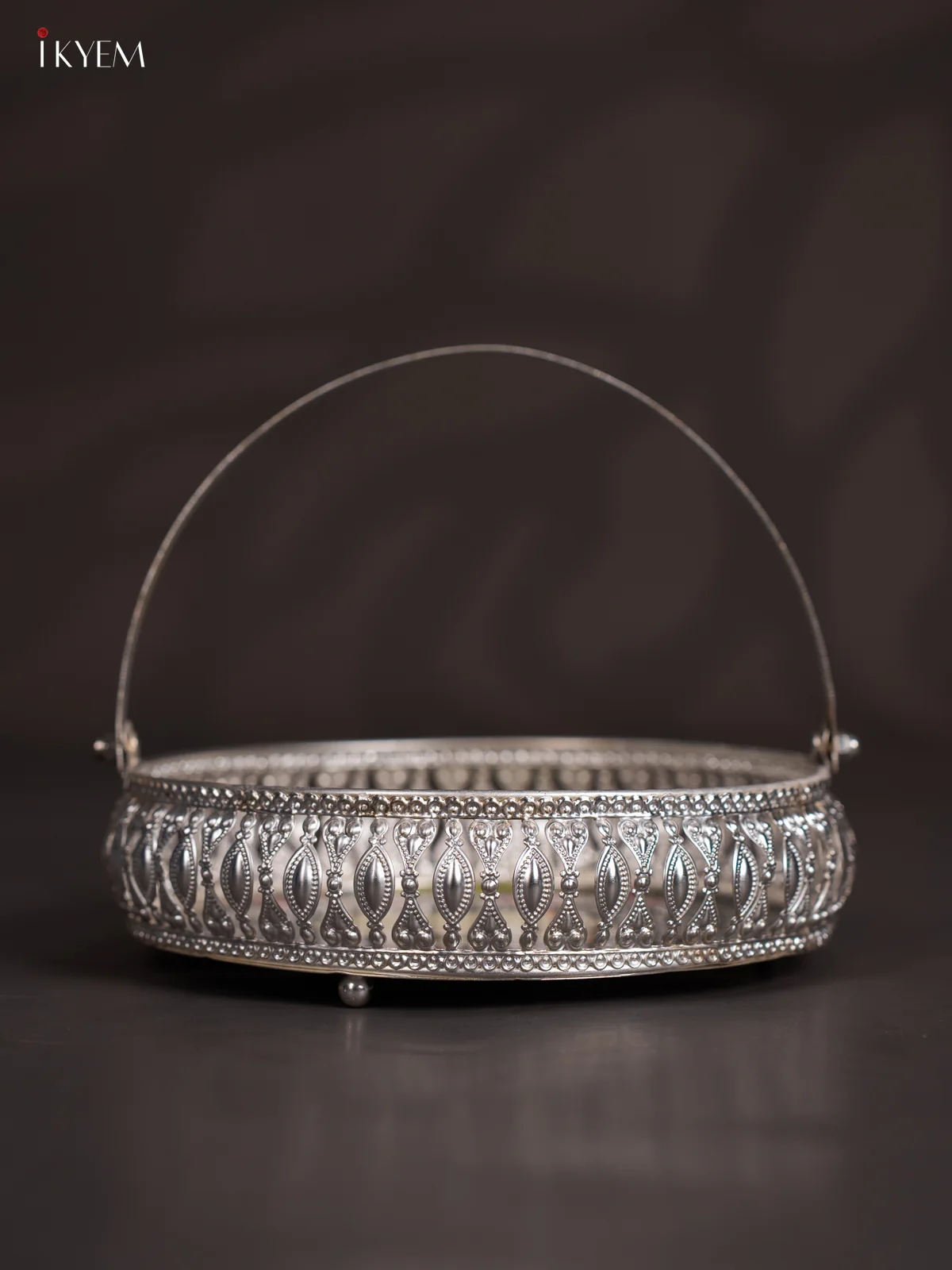 Cow Digital Printed German Silver Tray With Handle - Dark Green - 8 Inch - KJ31206 - Image 4