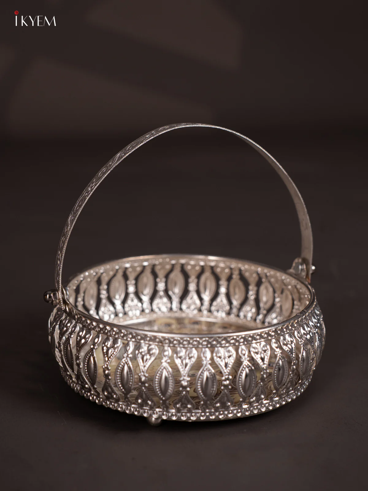 Peacock Digital Printed German Silver Tray With Handle - 6 inch - KJ31236 - Image 4