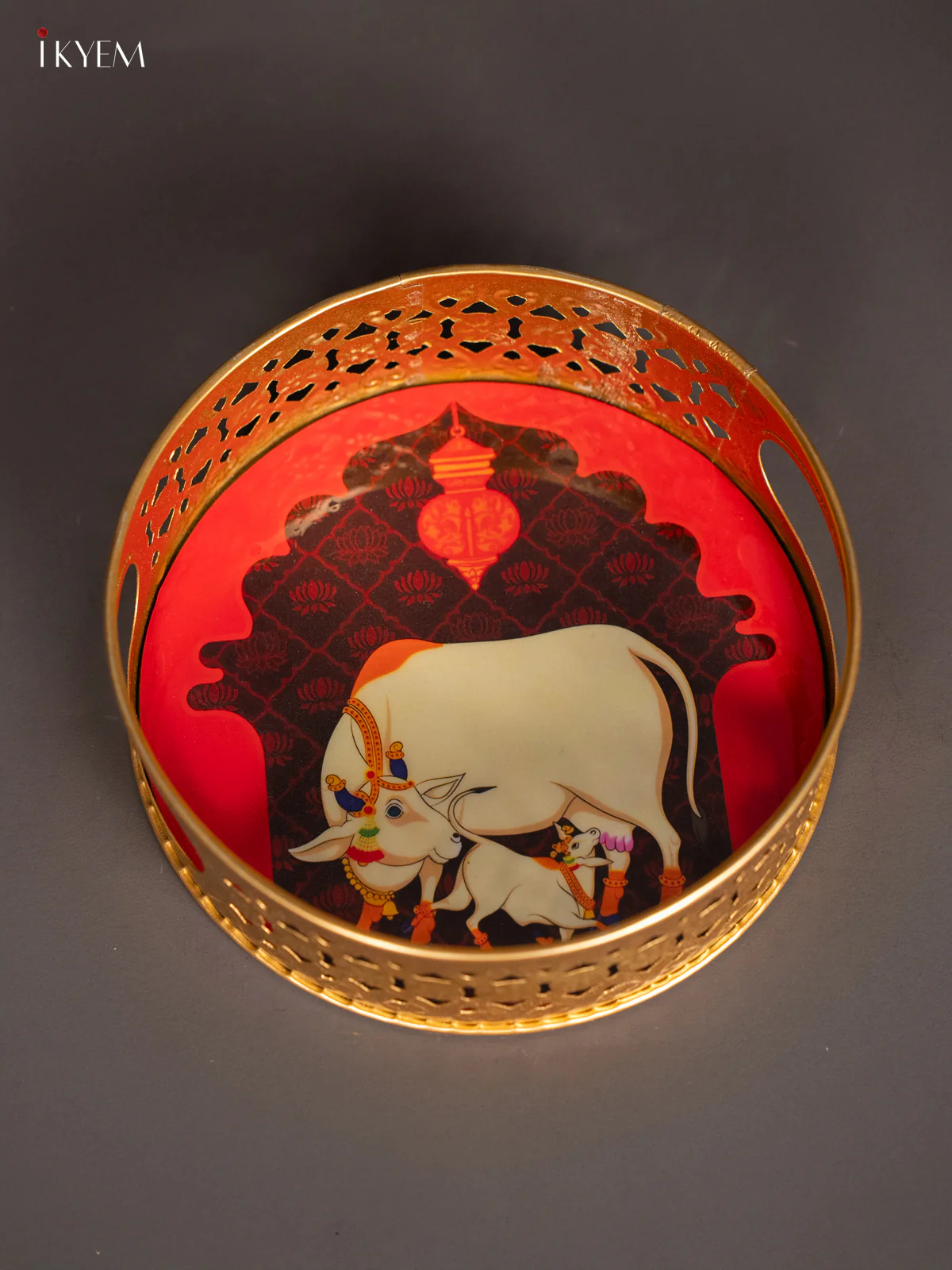 Cow and Calf Digital Printed Metal Tray - Brown - 6 Inch - KJ31239 - Image 2
