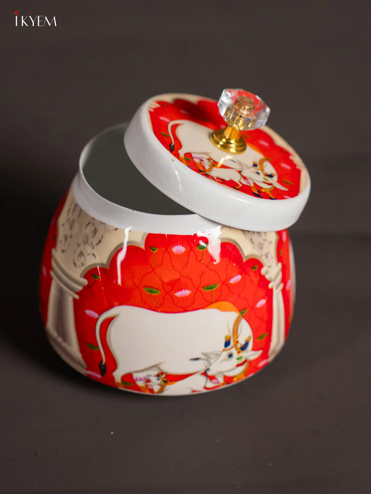 Red Digital Printed Cow & Calf Dryfruit nuts jar - 4 Inch - KK01133 - Image 3