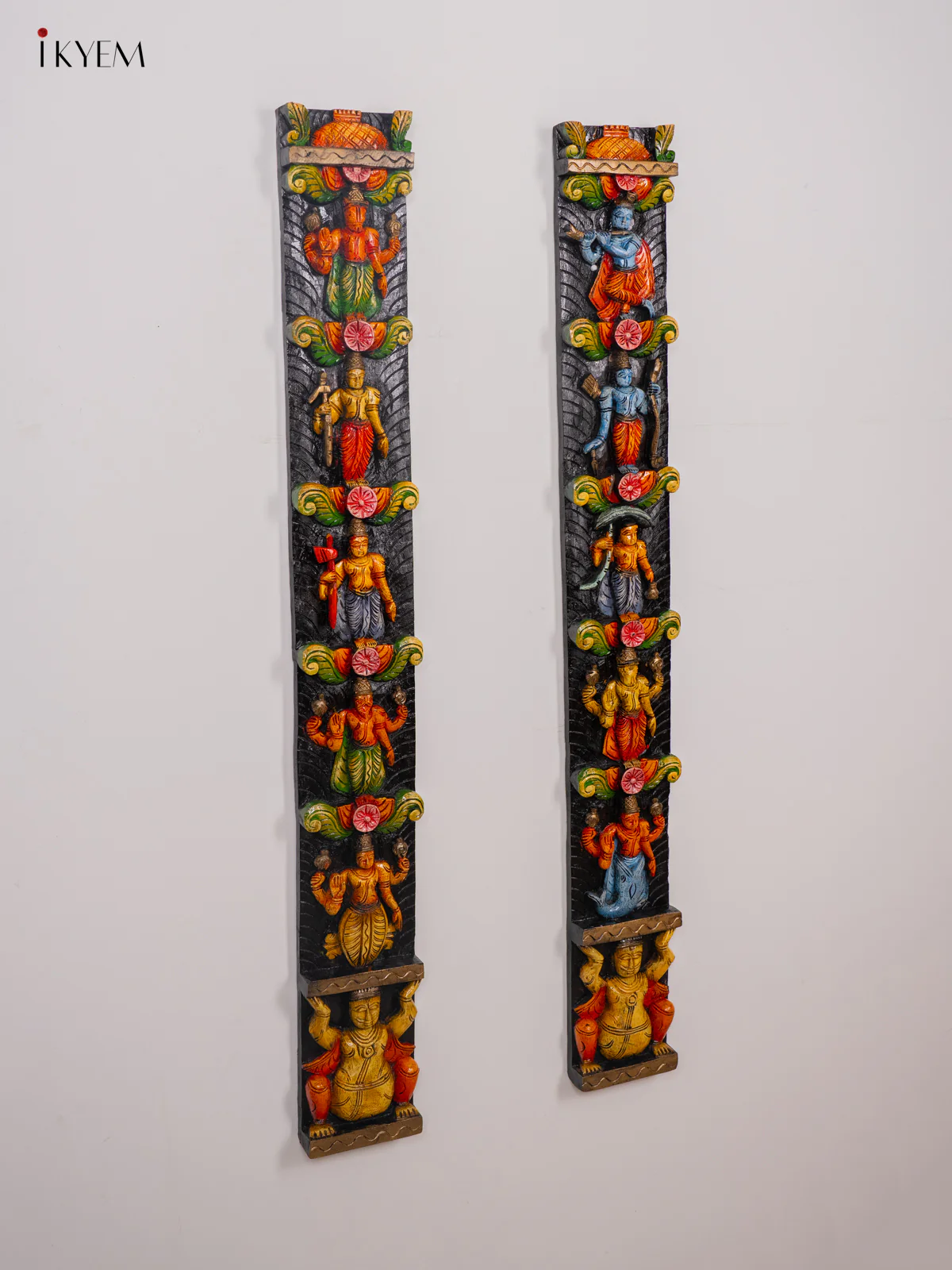 Hand-Painted Wooden Vertical Dasavatharam Panel Set - (48×6) Inch - KK01152 - Image 2