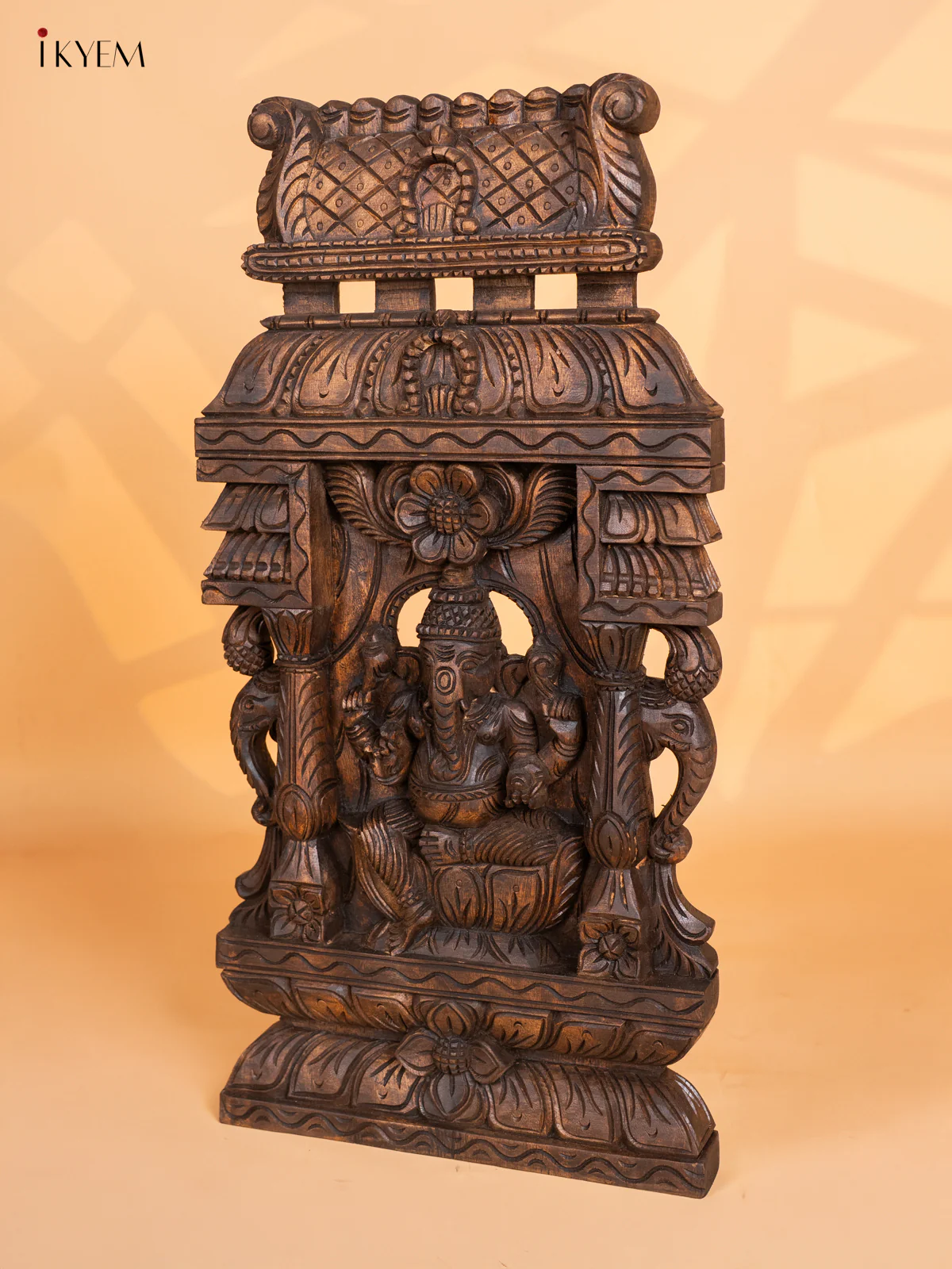 Wooden Handpainted Temple Ganesha Wall Panel - KK01157 - Image 6