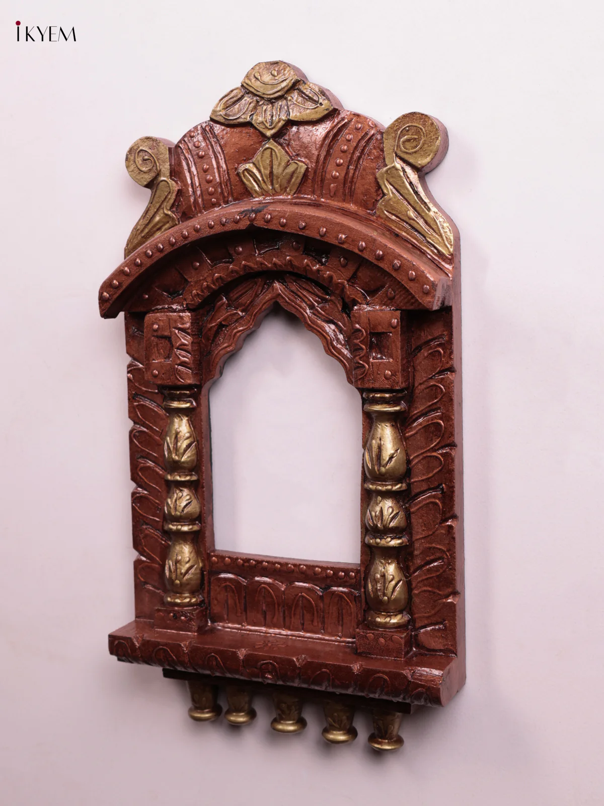 Hand Painted Wooden Jharokha- Copper - 17 Inch - KK05113 - Image 2