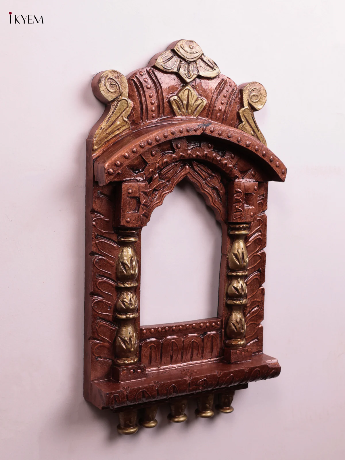 Hand Painted Wooden Jharokha- Copper - 17 Inch - KK05113 - Image 3