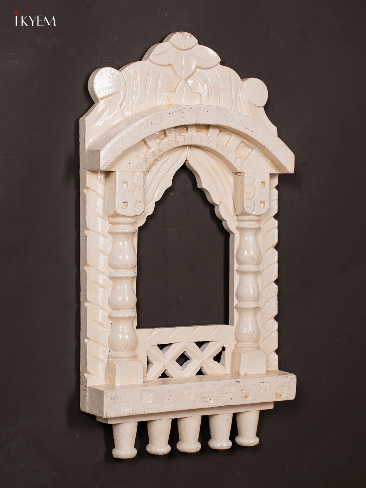 Hand Painted Wooden Jharokha - White - 17 Inch - KK05114 - Image 2