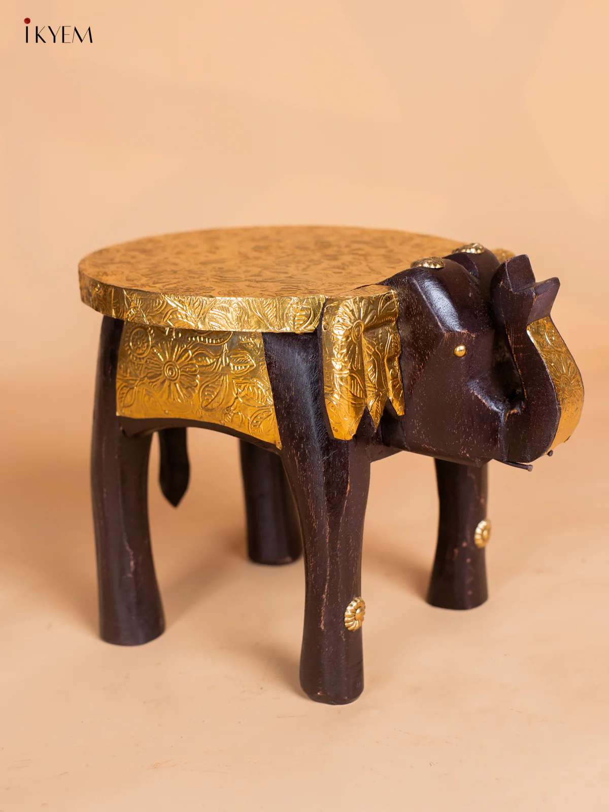 Brass Fitted Elephant Stool - 8 Inches - KK05116 - Image 3