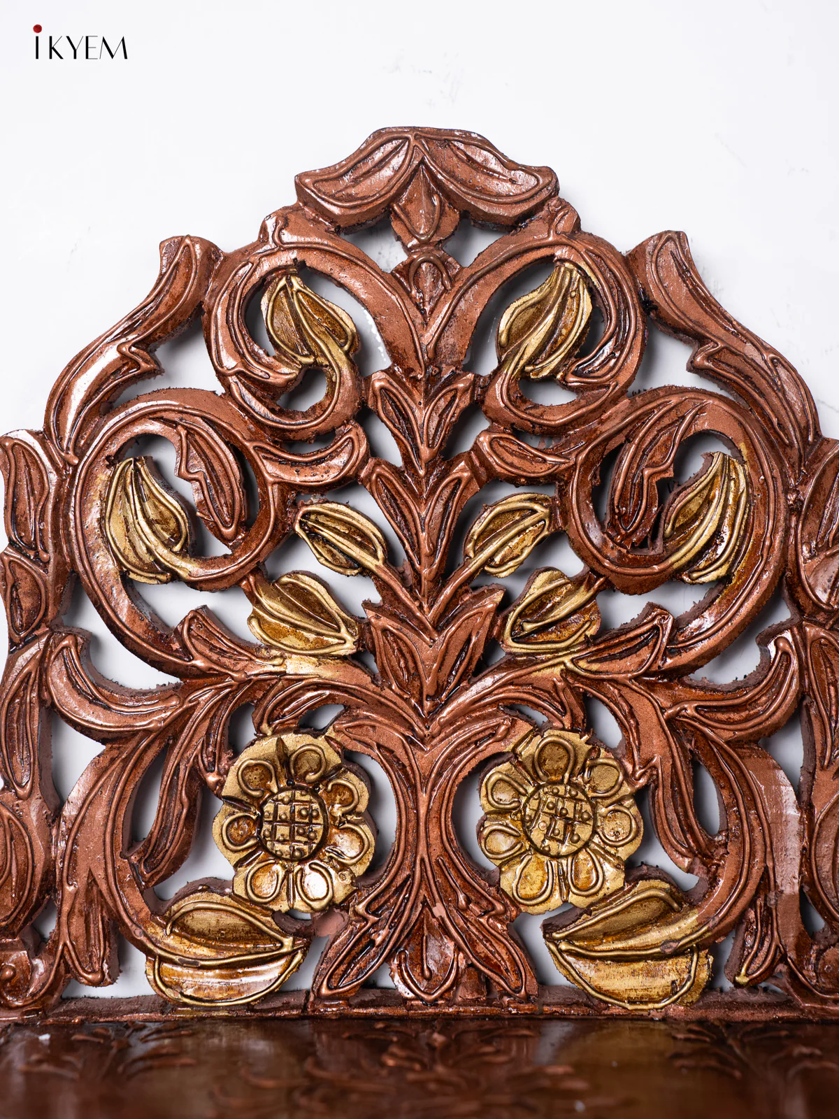 Leaf Design Foldable Wall Shelf/Jharokha - Copper - 15 Inches - KK05119 - Image 3