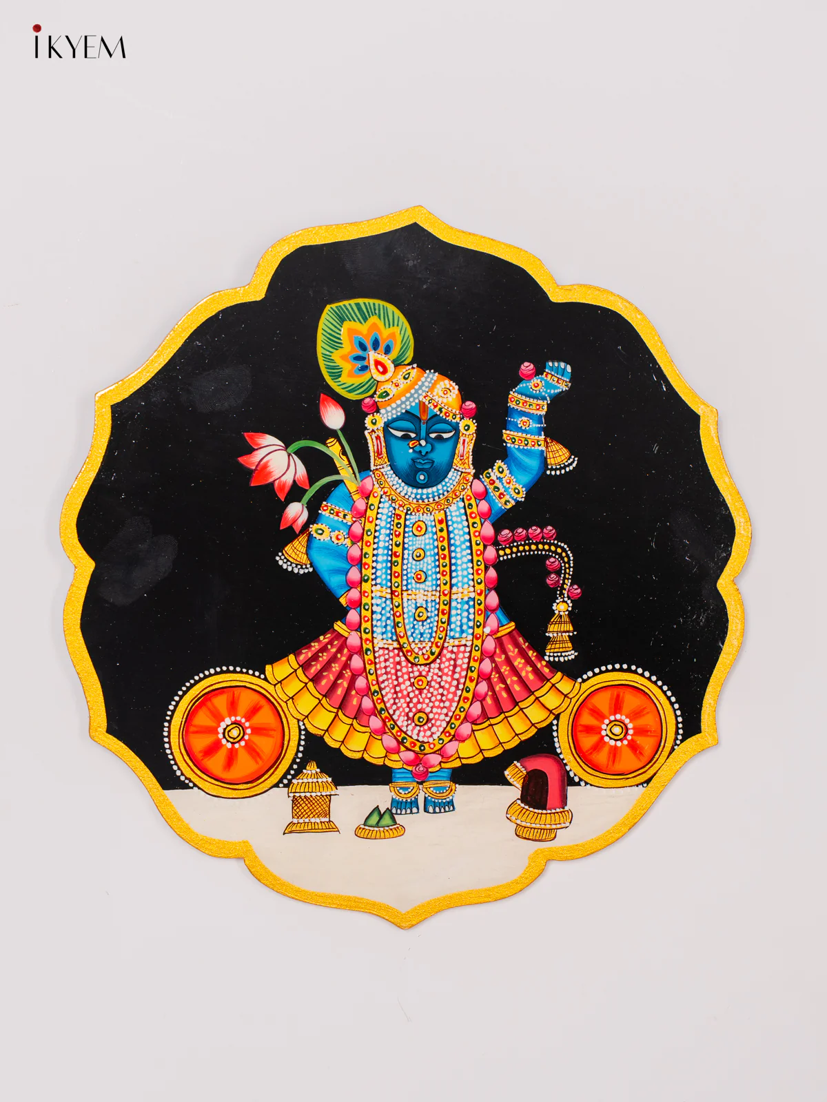 Hand-Painted Wooden Shrinath Ji Wall hanging plates - 10 Inch - KK05130