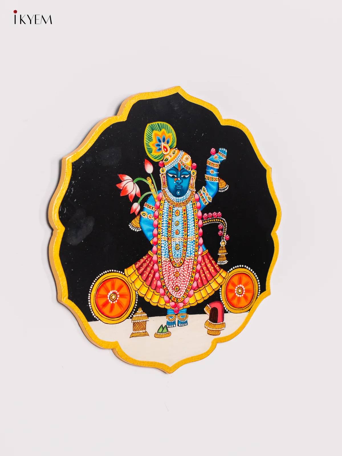 Hand-Painted Wooden Shrinath Ji Wall hanging plates - 10 Inch - KK05130 - Image 3