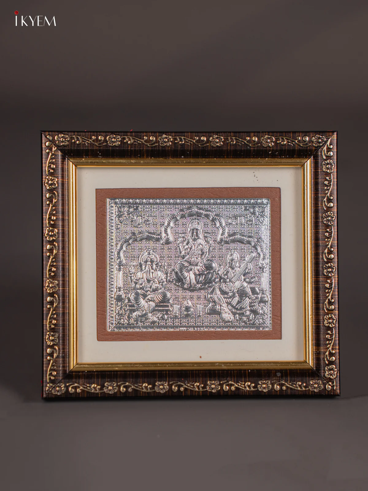 German Silver Lakshmi Ganesha Saraswathi Frame - KK05138
