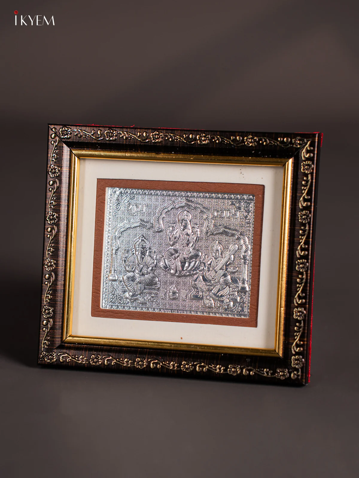 German Silver Lakshmi Ganesha Saraswathi Frame - KK05138 - Image 3