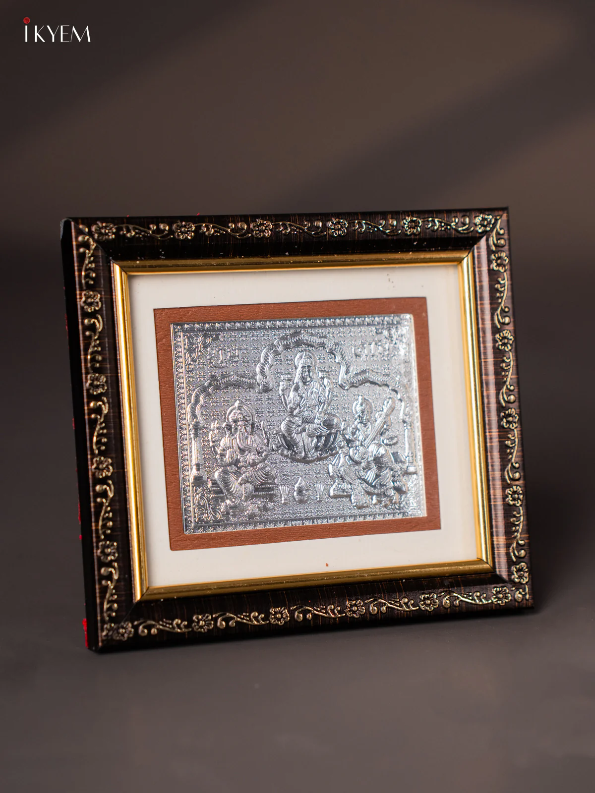 German Silver Lakshmi Ganesha Saraswathi Frame - KK05138 - Image 4