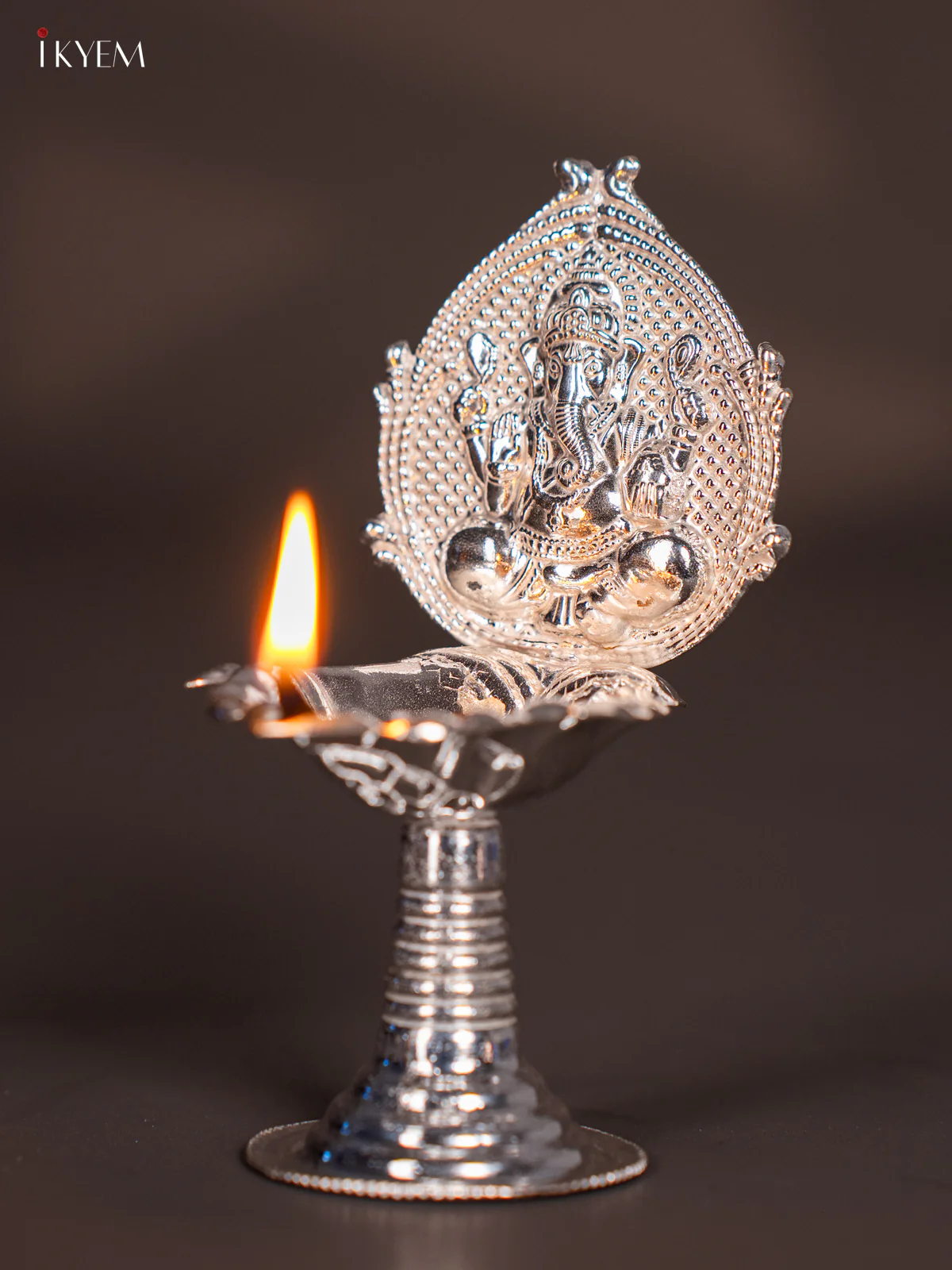 German Silver Ganesh Oil Lamp - KK05141