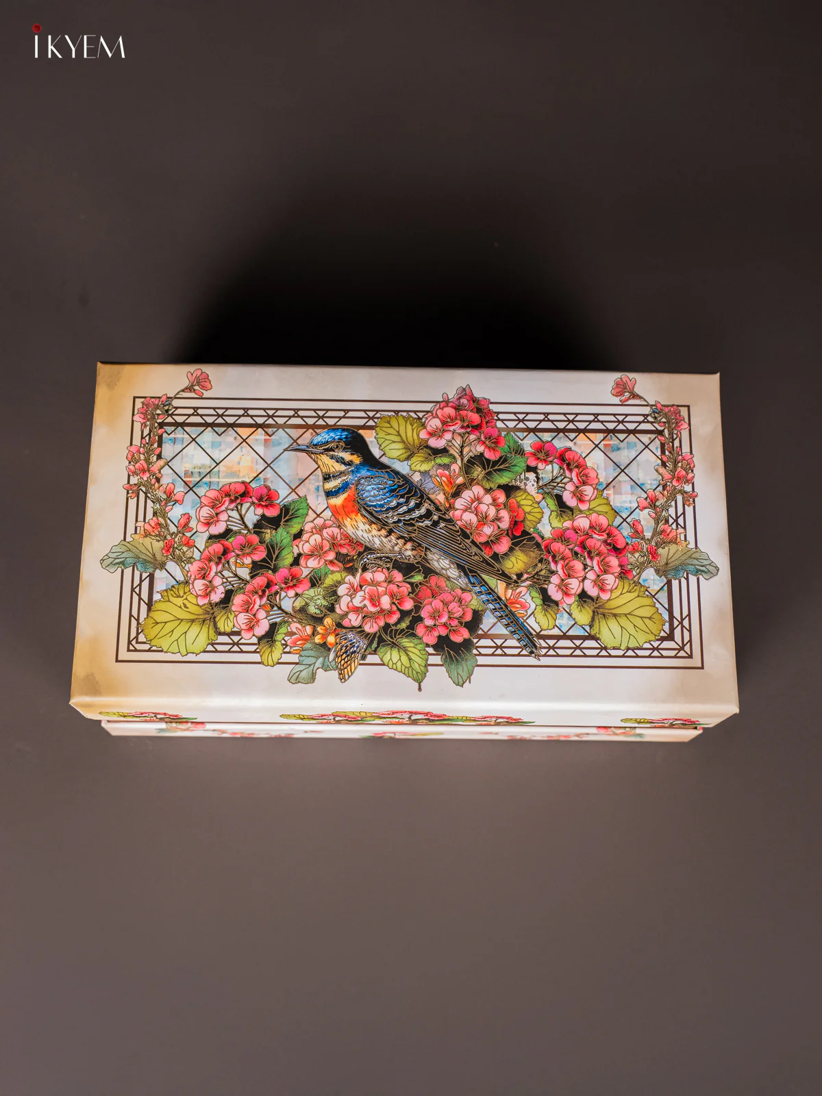 Bird & Floral Design Gift Hamper Box With Set of 2 Glass Jar - KK06131