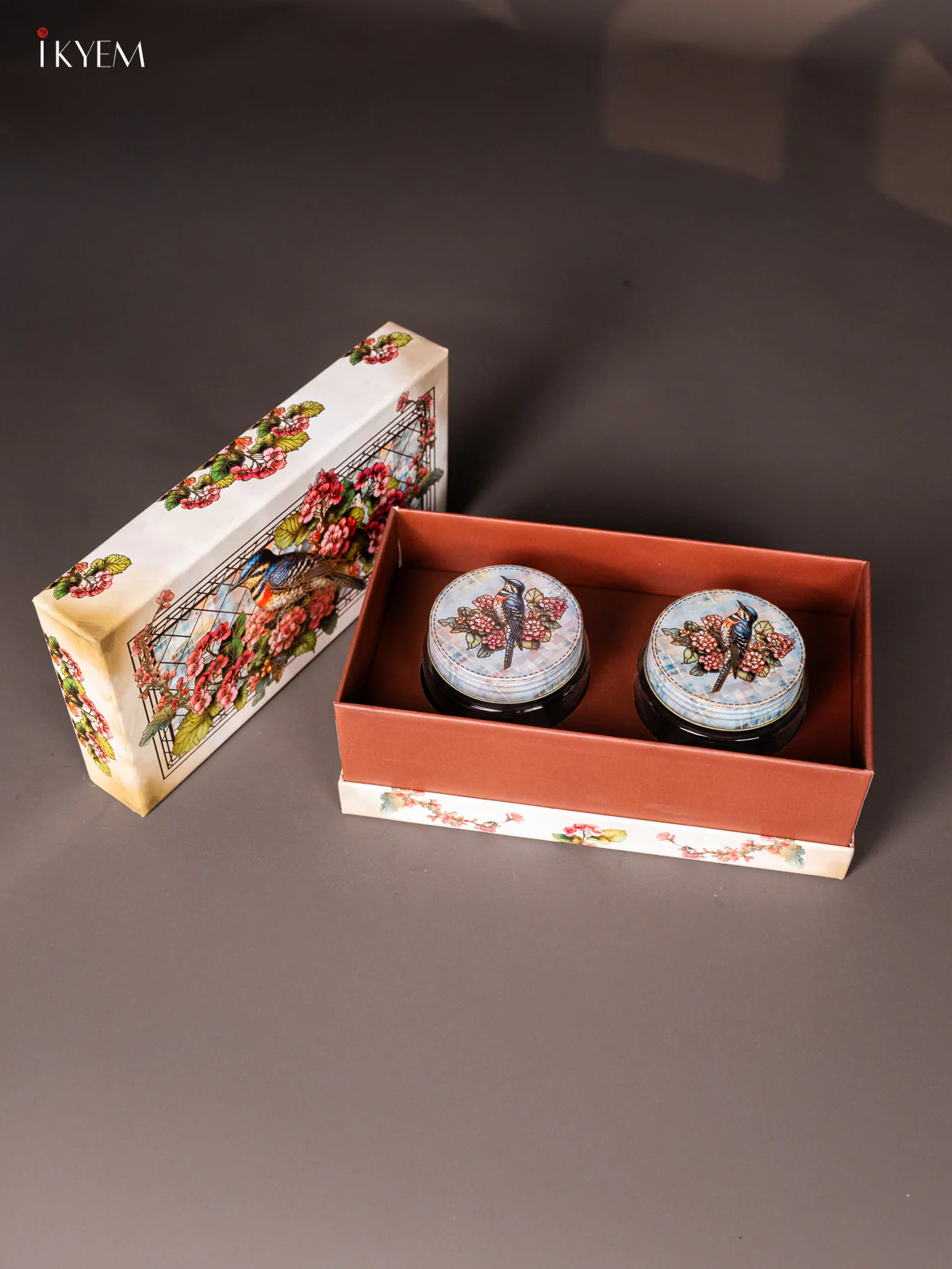 Bird & Floral Design Gift Hamper Box With Set of 2 Glass Jar - KK06131 - Image 2