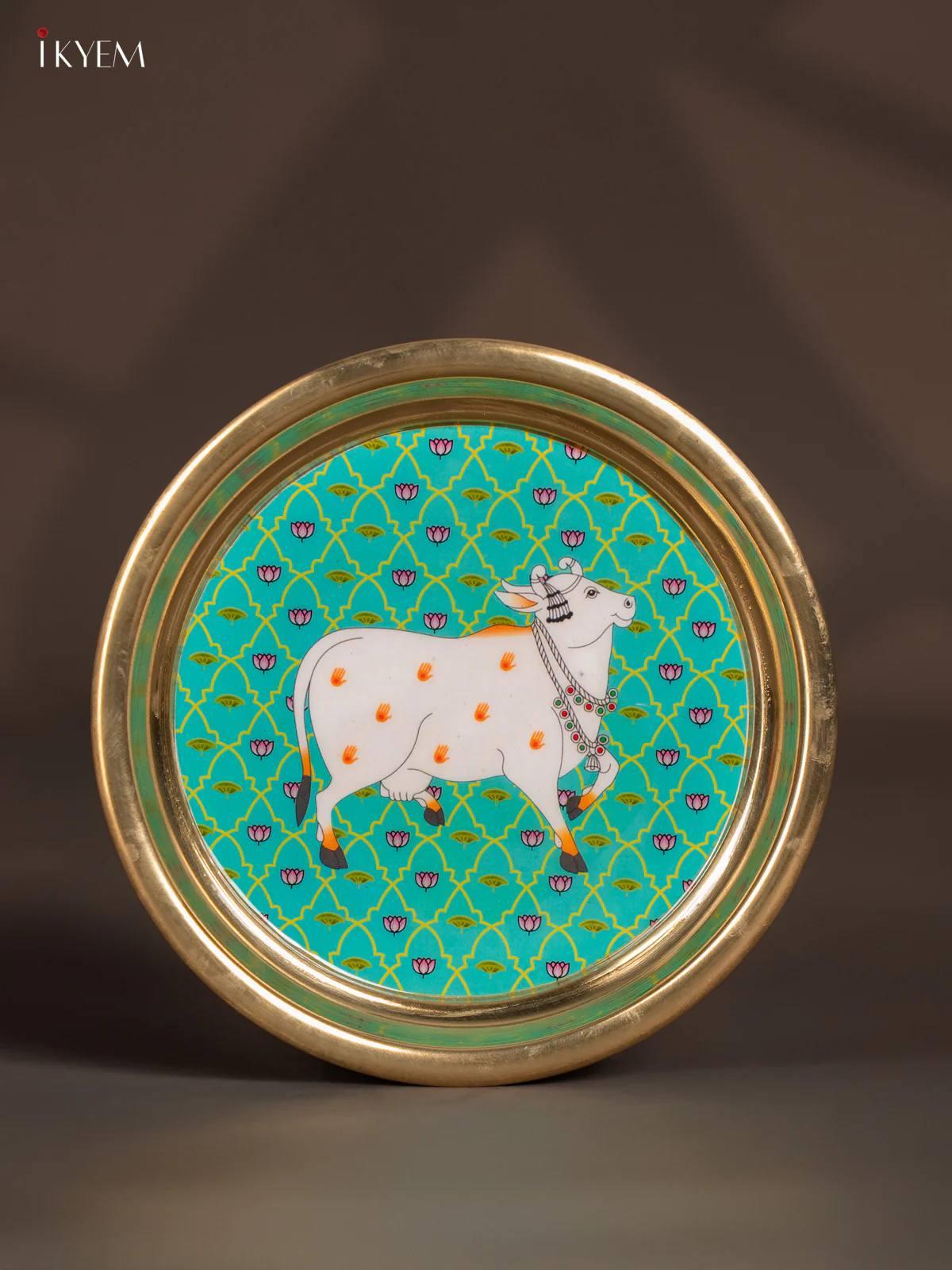 Teal Cow Digital Printed Brass Plate – 6 Inch - KK11137