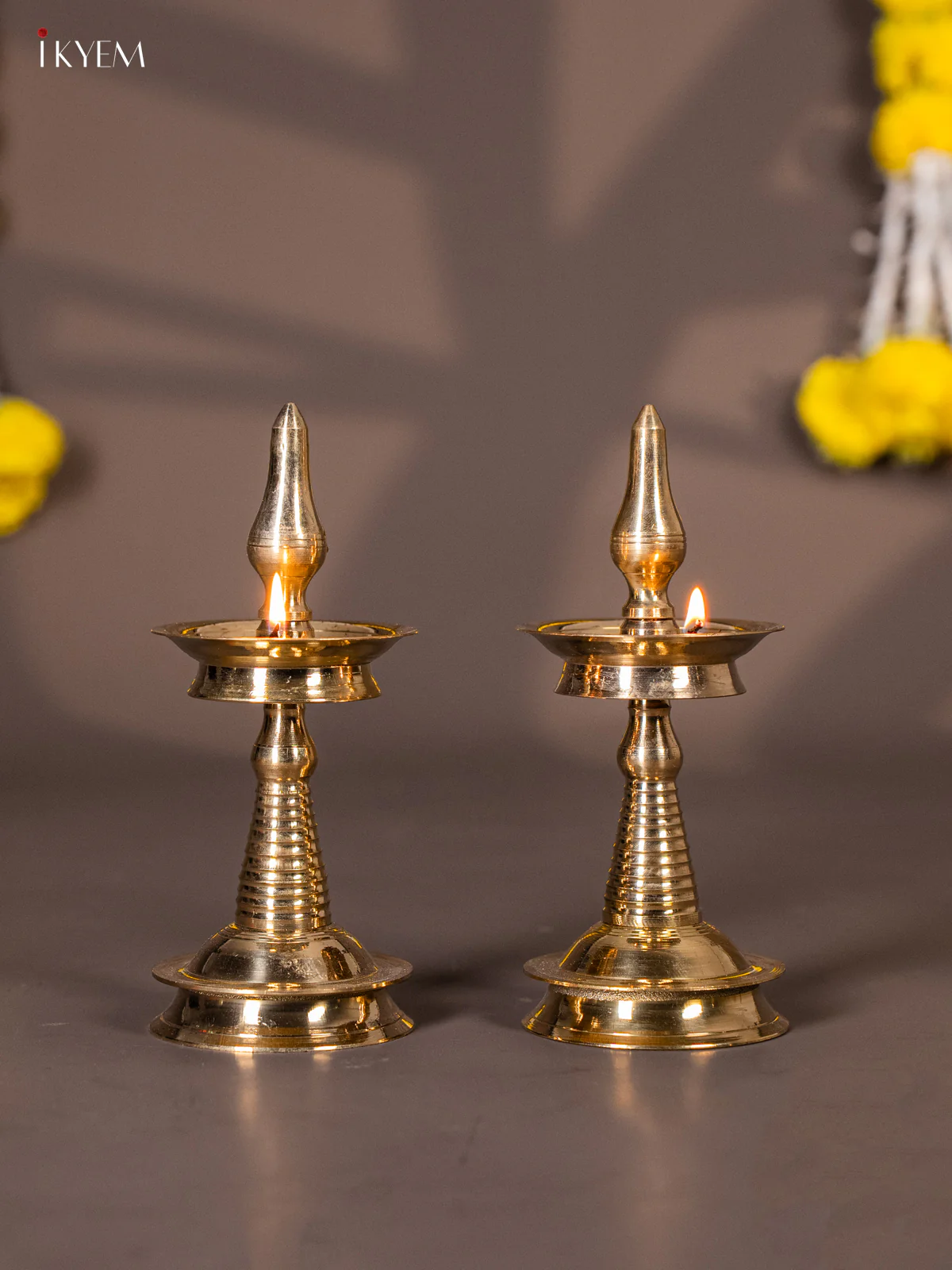 Traditional Brass Kerala Diya Set of 2 - 8 inch - KK20112 - Image 4