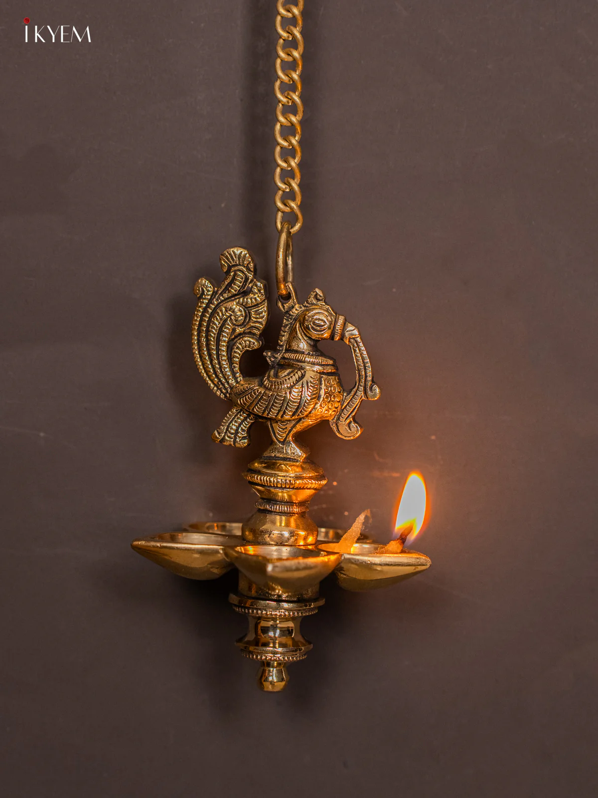 Brass 5‑Face Annapakshi Hanging Diya - 20 Inch - KK20113 - Image 4