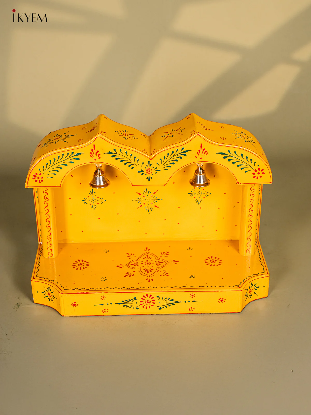 Yellow Hand-Painted Wooden Mandapam - 10 Inches - KK20115 - Image 2