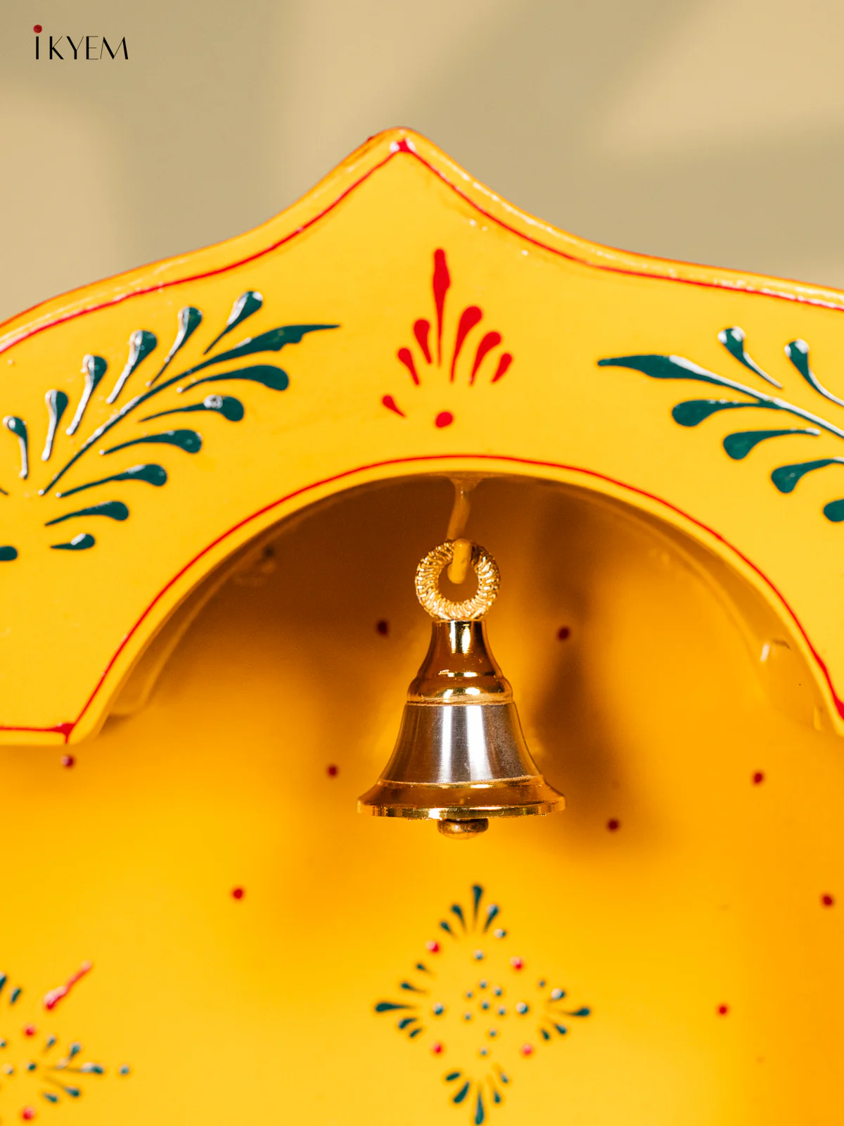 Yellow Hand-Painted Wooden Mandapam - 10 Inches - KK20115 - Image 3