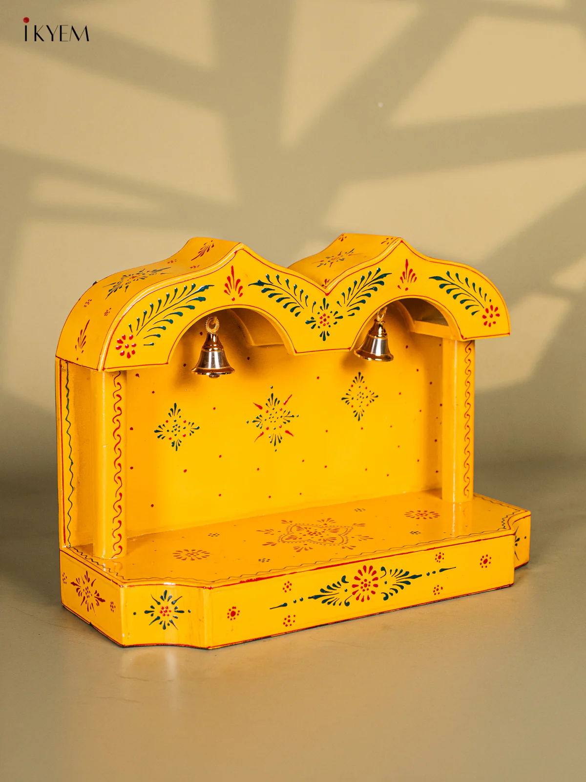 Yellow Hand-Painted Wooden Mandapam - 10 Inches - KK20115 - Image 4