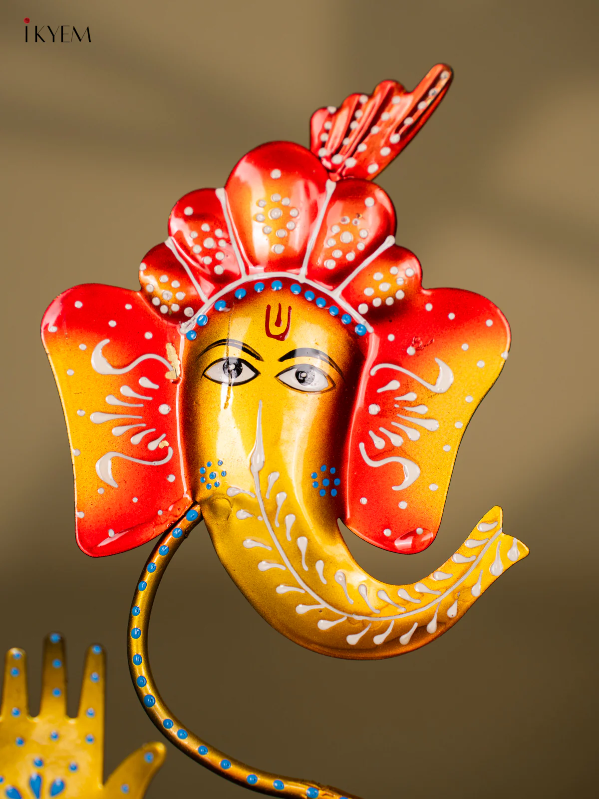 Hand-Painted Iron Ganesha T-Light Holder - Red 11 Inch - KK20116 - Image 2