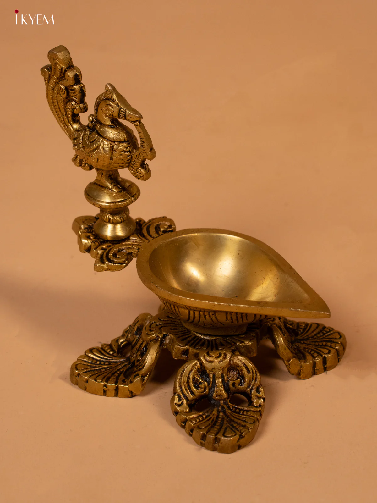 Brass Annapakshi Diya with Engraved Base - KK26142 - Image 2