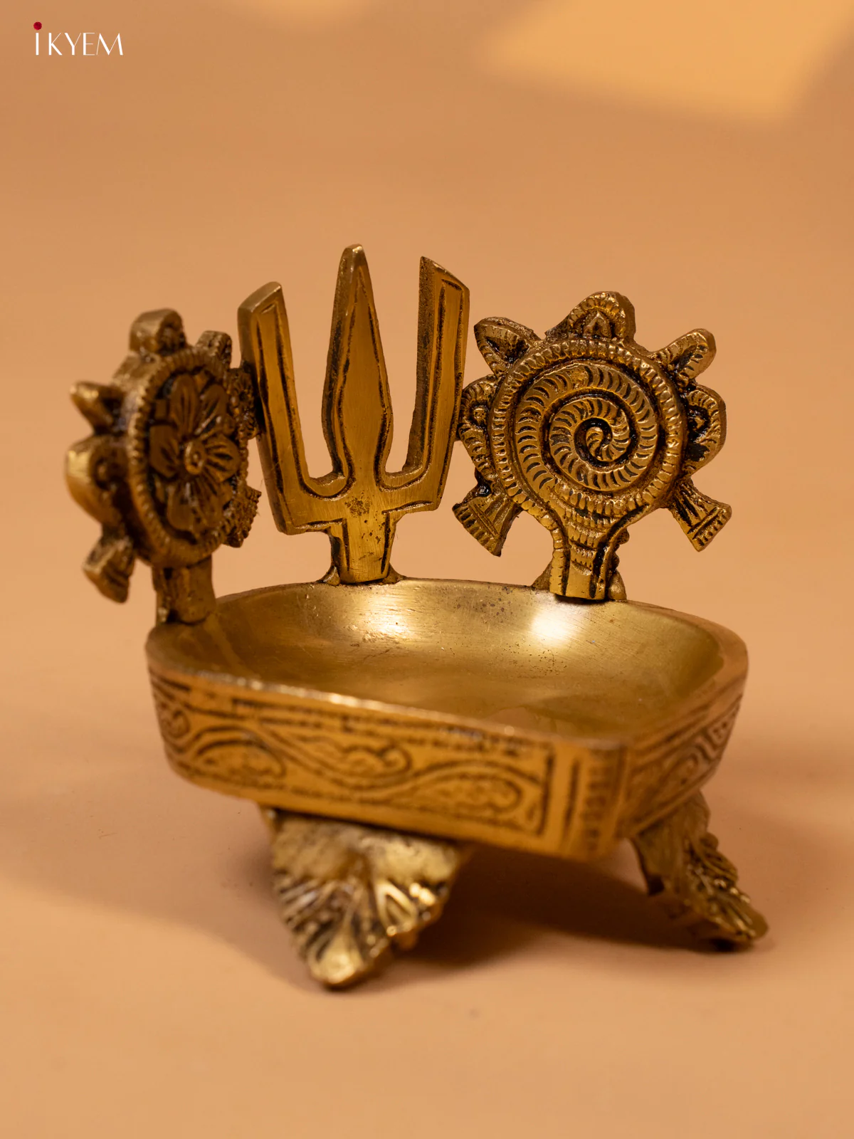 Brass Shank Naam Diya - 3.5 Inch - KK26149