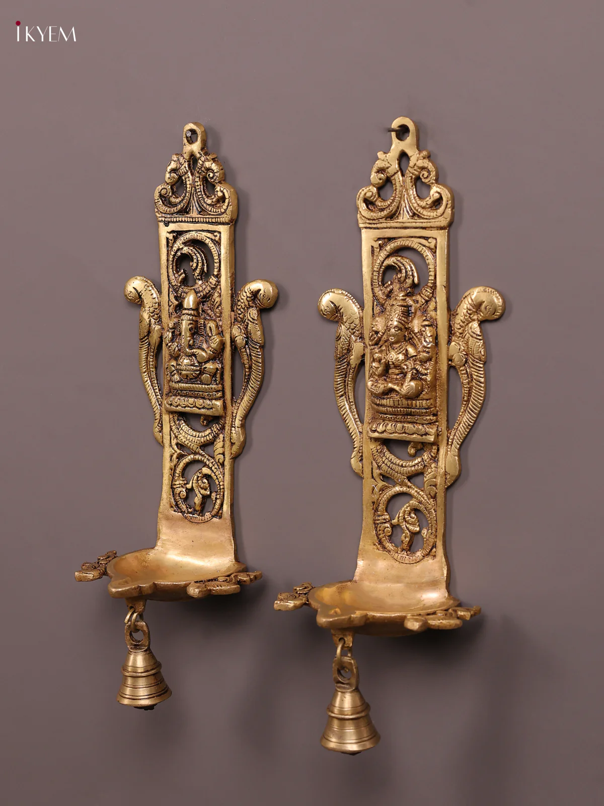 Brass Ganesha Lakshmi Wall Hanging Diya (Set of 2) - KK26182 - Image 5
