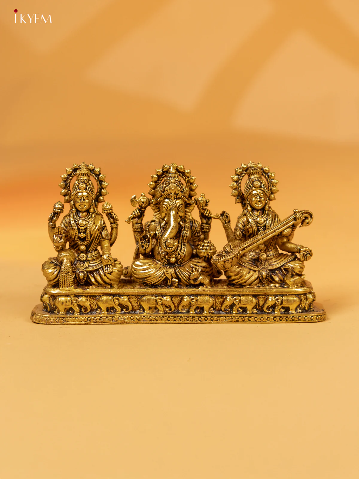 Brass Ganesh Lakshmi Saraswathi Idol 3 Inch - KK26205