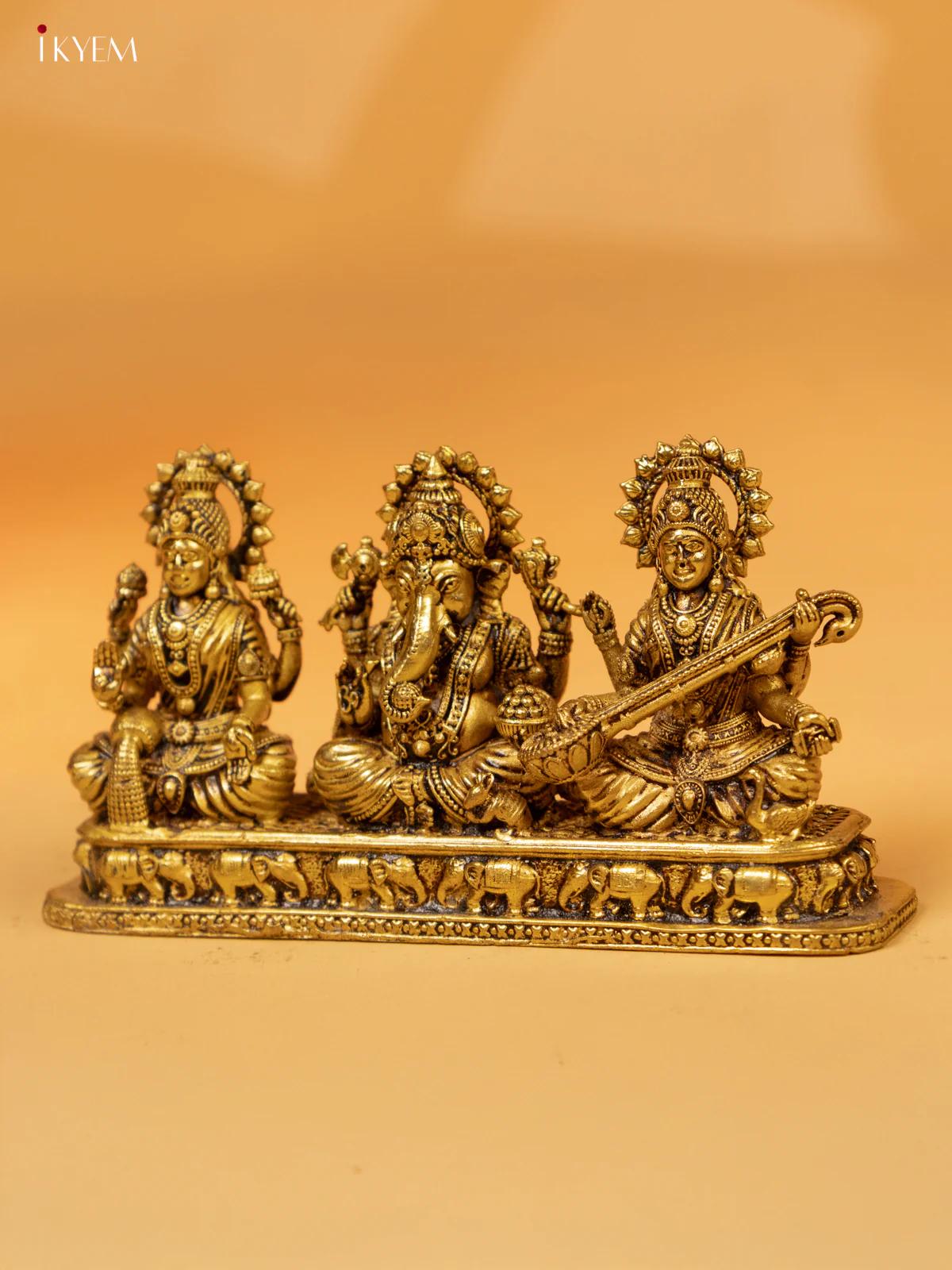 Brass Ganesh Lakshmi Saraswathi Idol 3 Inch - KK26205 - Image 4