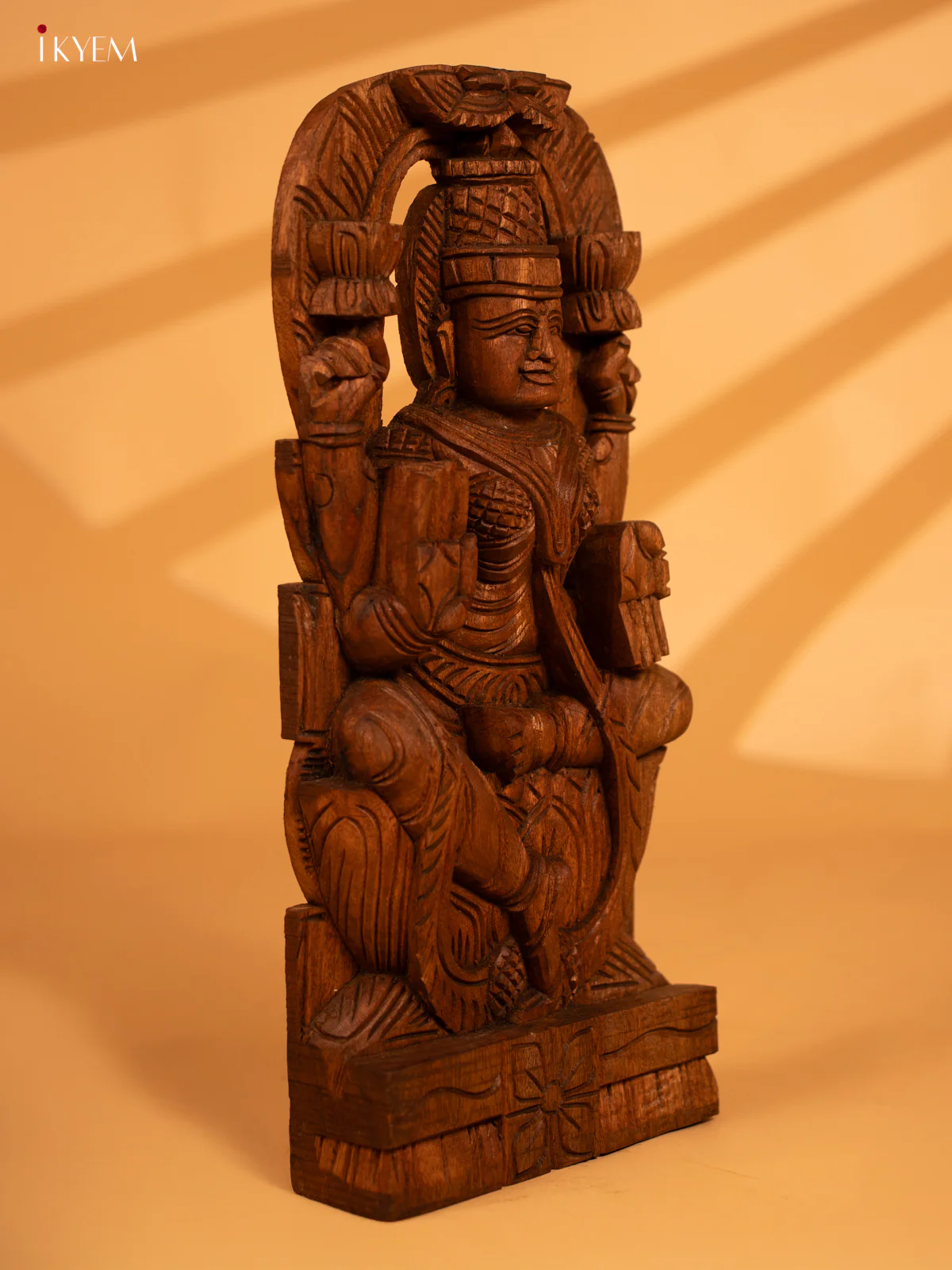 Wooden hand Carved Lakshmi panel - KL05115 - Image 3