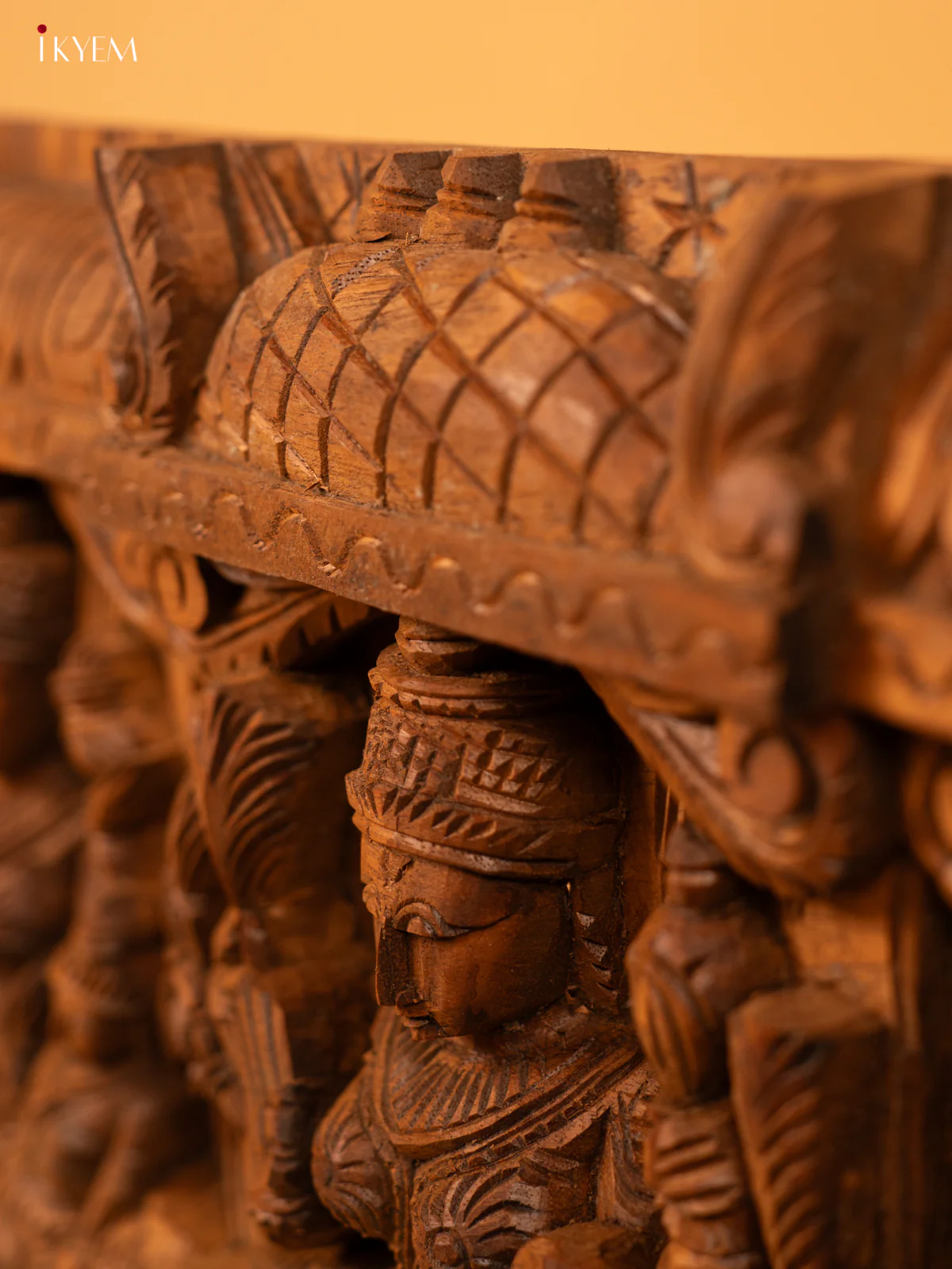 6 Foot Wooden Hand Carved Astalakshmi Panel - KL05137 - Image 6