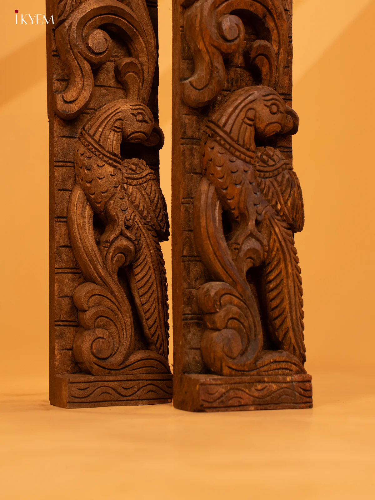 Wooden Hand Carved Peacock Vertical Panels - Set of 2 (4x2x36) - KL10111 - Image 4