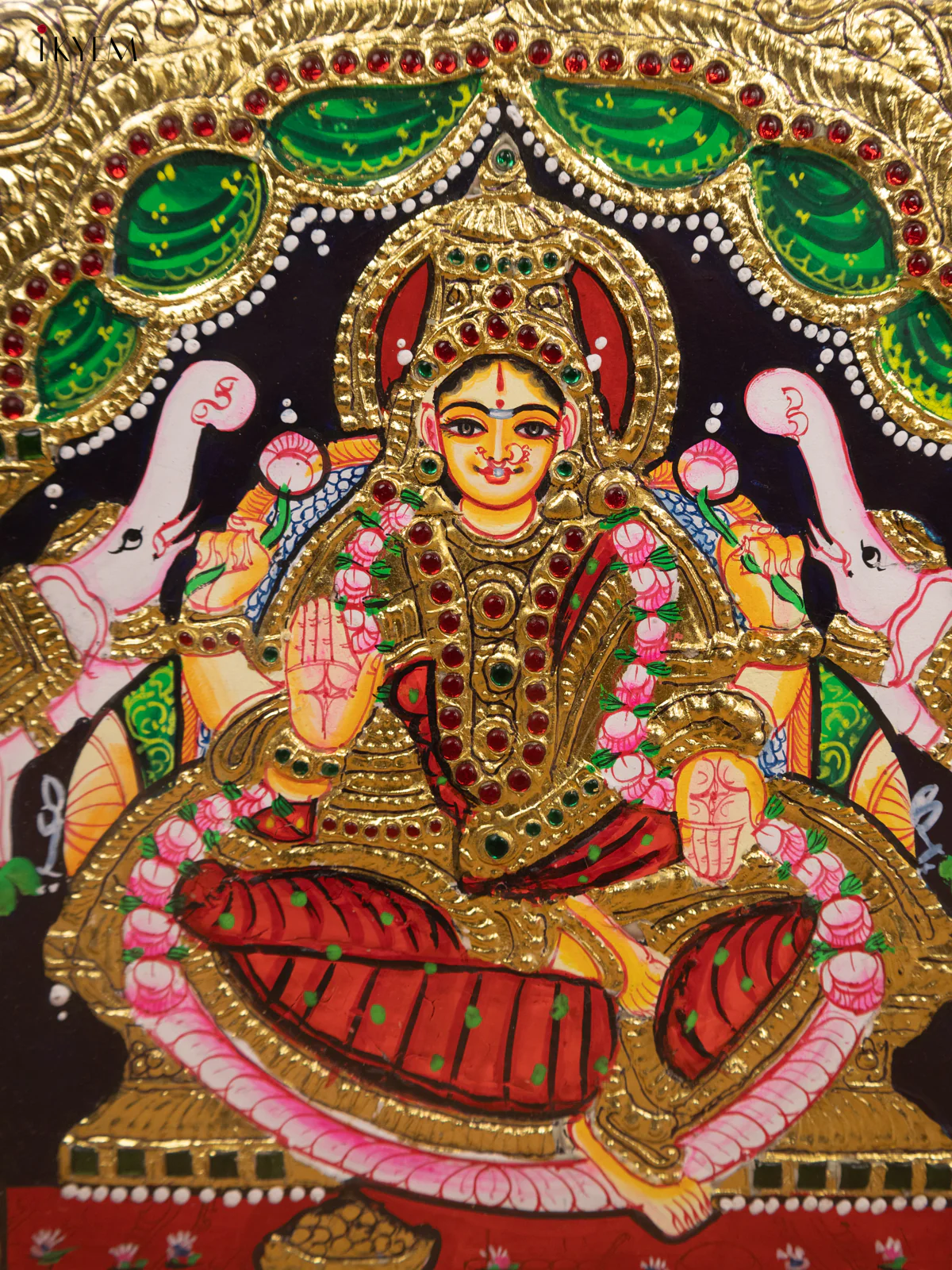 Gajalakshmi Ganesha Saraswathi-Tanjore Panting - KL11113 - Image 3