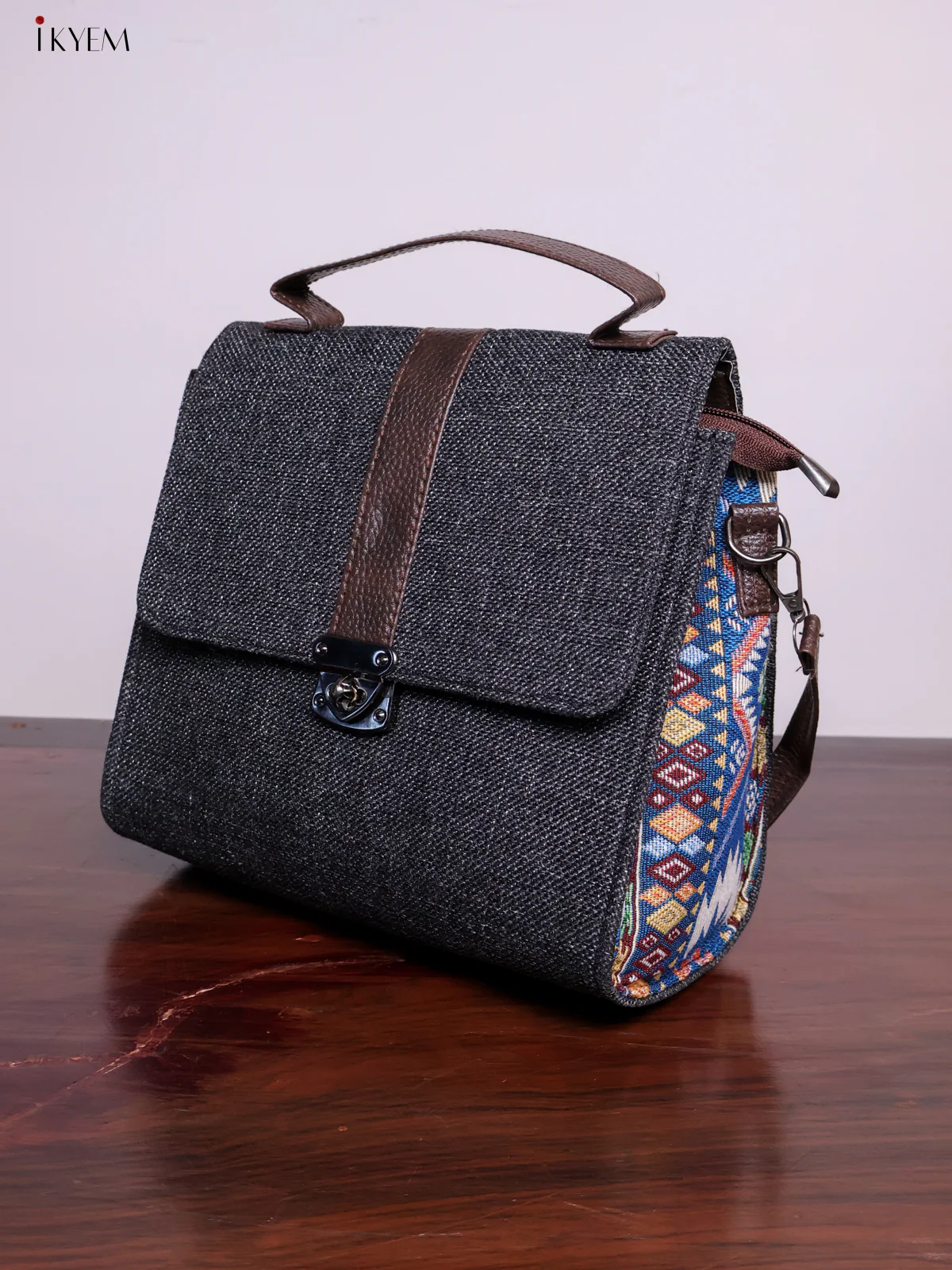 Jacquard Sling Bag - Navy Blue - KL20120 - Image 6