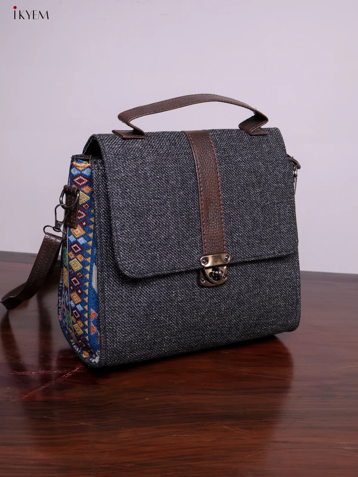 Jacquard Sling Bag - Navy Blue - KL20120 - Image 7