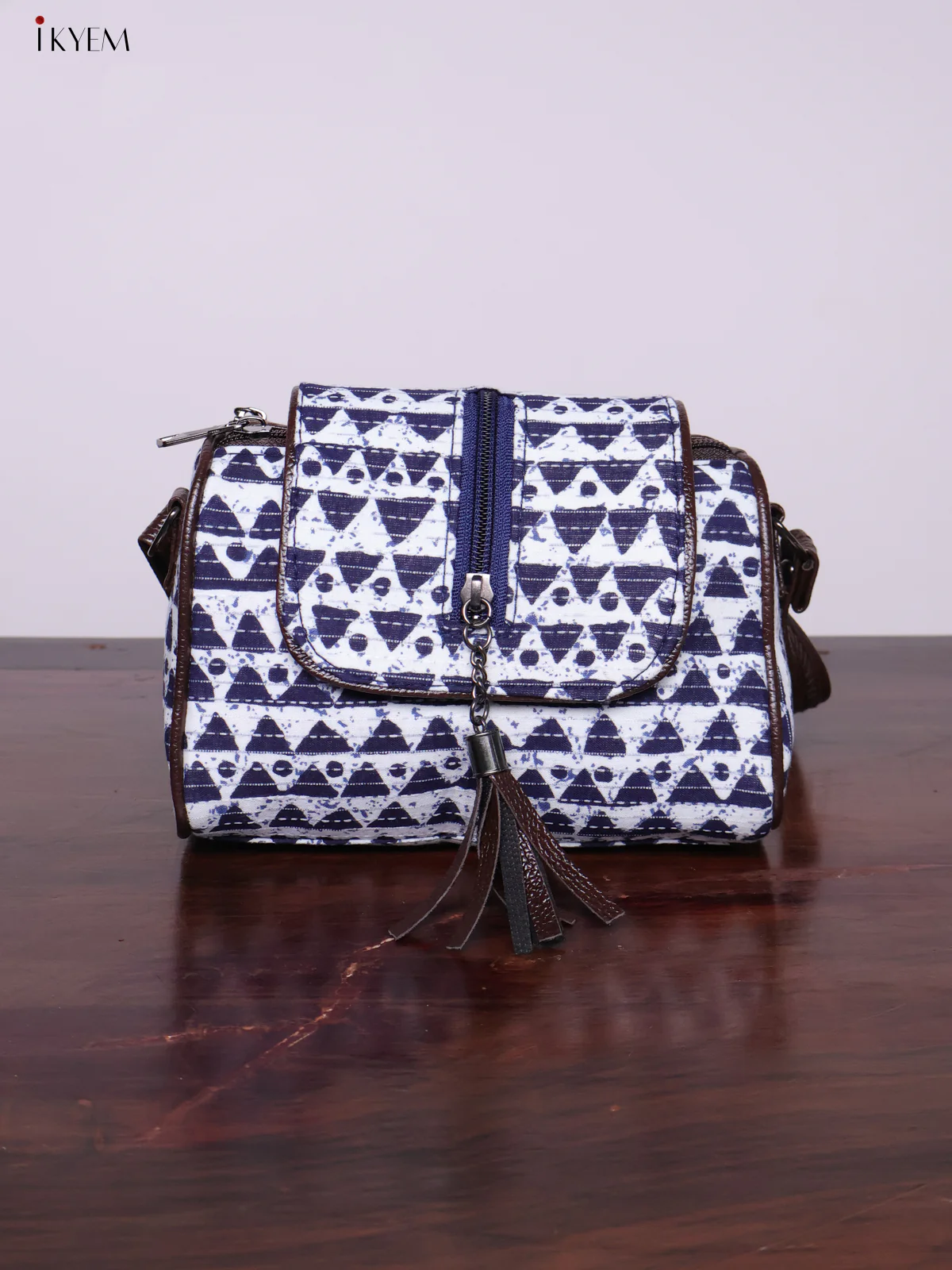 Cotton Printed Sling Bag - Blue & White - KL20138 - Image 7