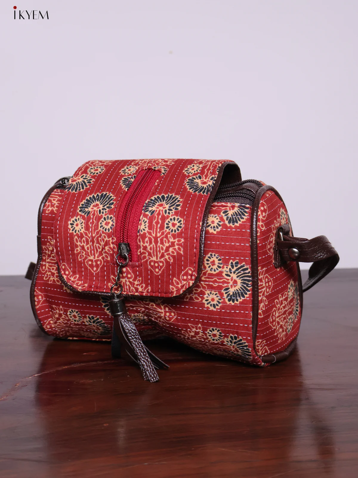 Cotton Printed Sling Bag - Floral Red - KL20141 - Image 6