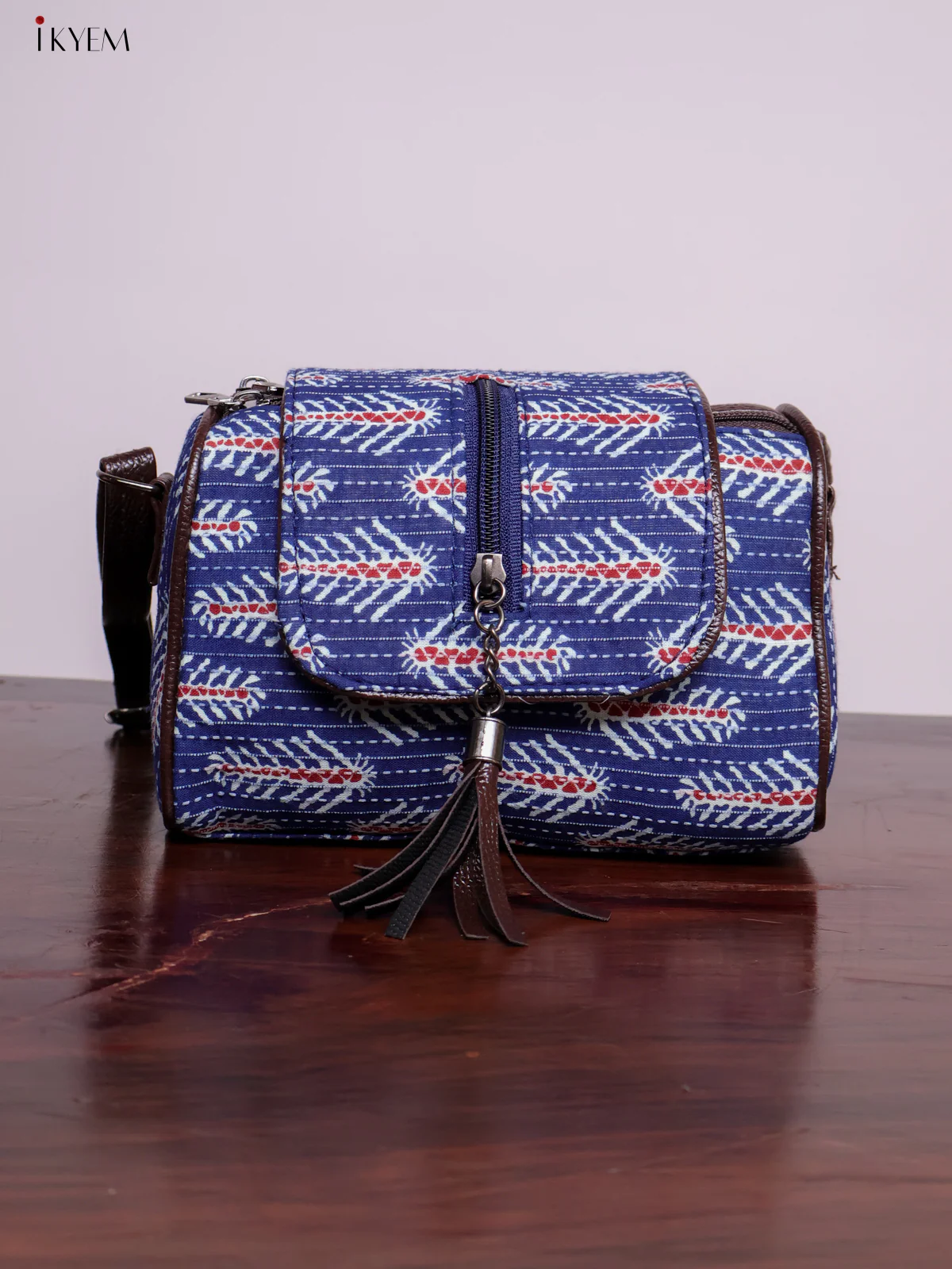Cotton Printed Sling Bag - Floral Indigo - KL20143 - Image 8