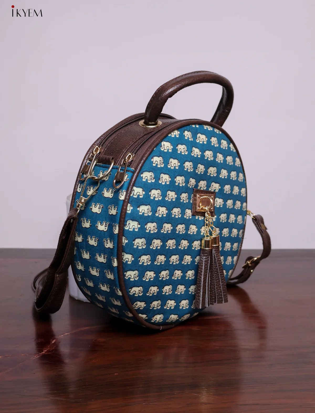 Printed Round Sling Bag - Ajrakh - KL20152 - Image 5